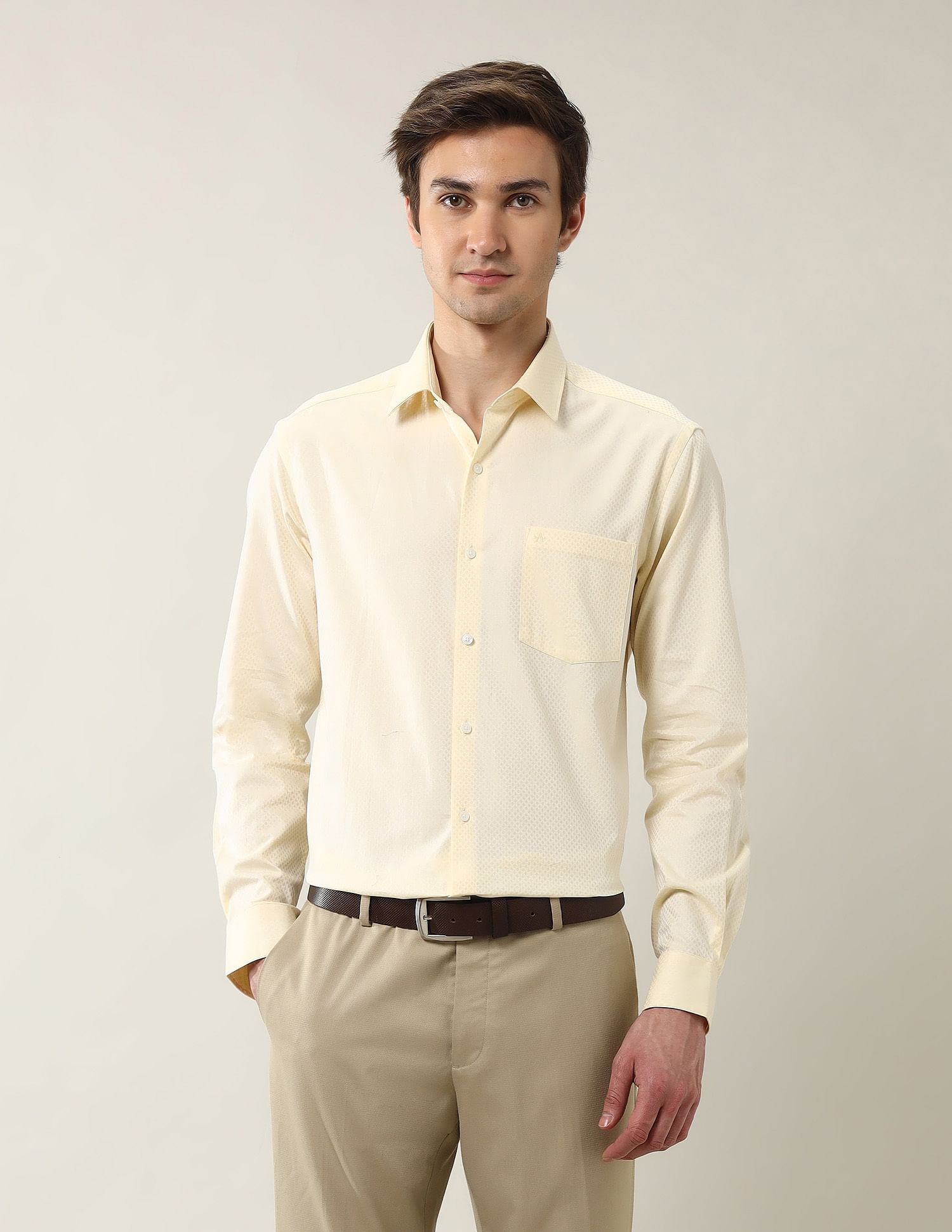 Arrow Textured Manhattan Slim Fit Ceremonial Shirt