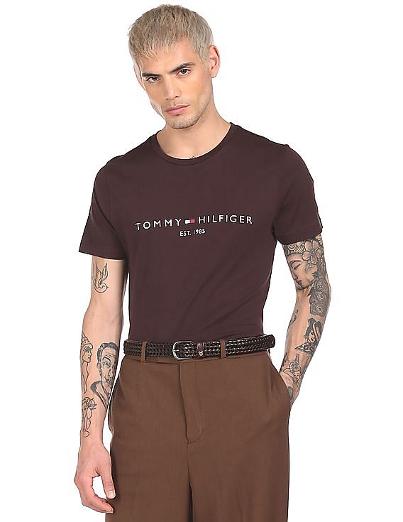 tommy hilfiger brown t shirt