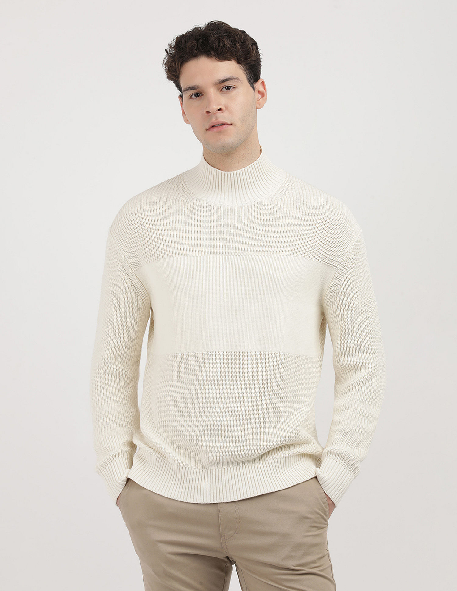 Calvin Klein Jeans Mixed Stitch High Neck Sweater