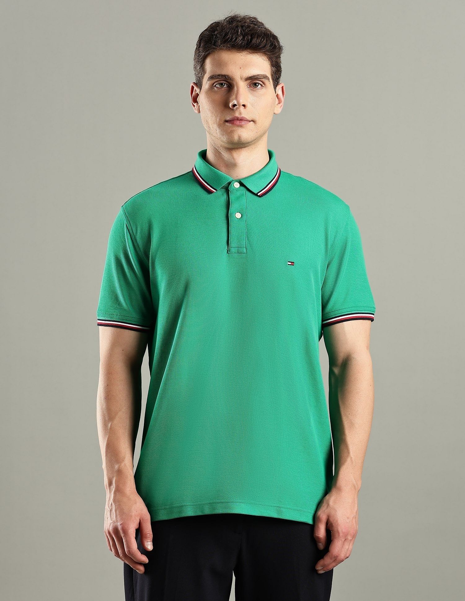 Tommy Hilfiger Solid Regular-Fit Cotton Polo T-Shirt