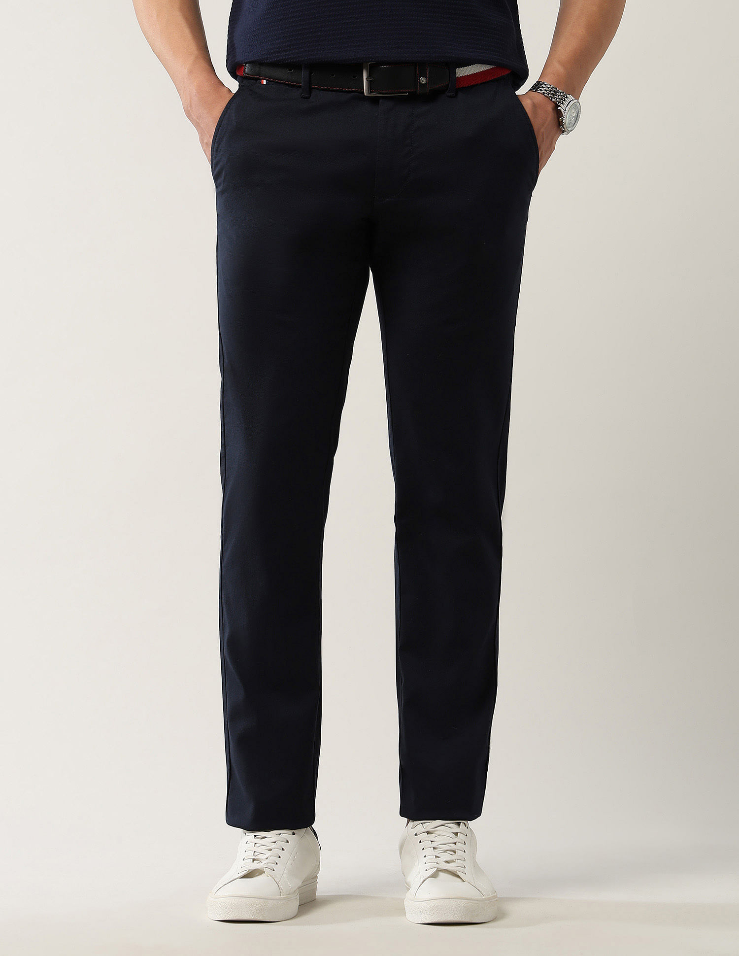 Arrow Sport Dobby Slim Fit Solid Chinos