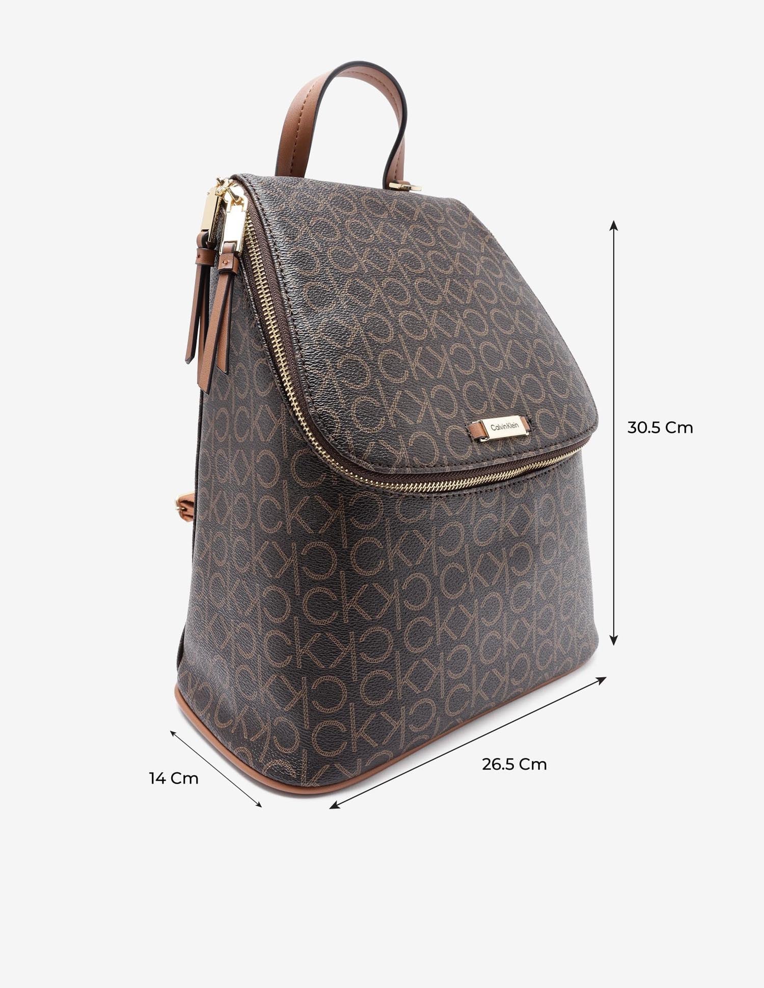 Calvin Klein brown logo backpack Calvin Klein - Brandclub - Calvin Klein Evie Backpack Brown  main image 3