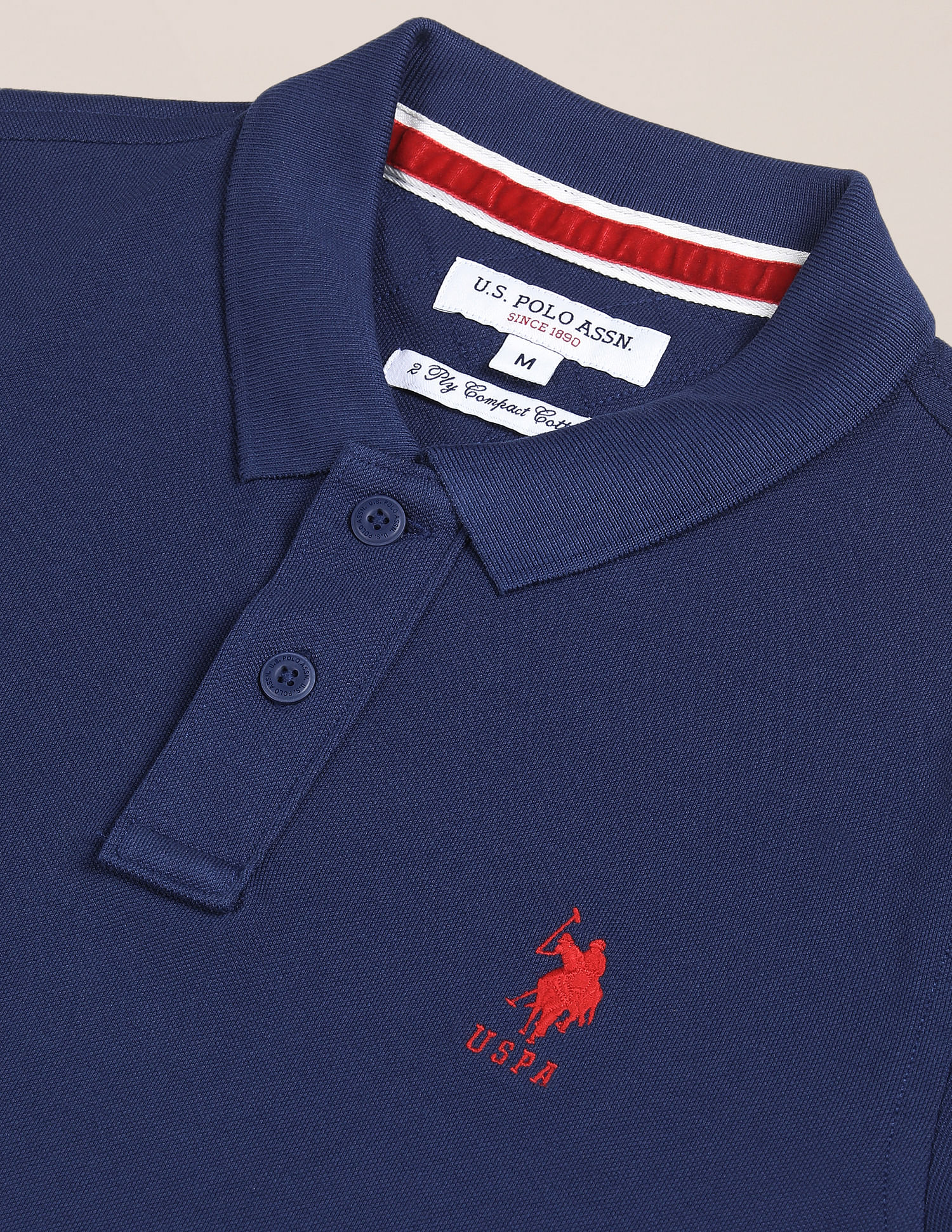 Buy U.S. Polo Assn. Ribbed Collar Solid Polo Shirt 