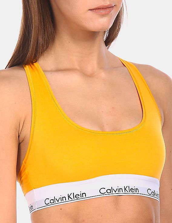 Buy Calvin Klein Underwear Women Yellow Modern Cotton Unlined Racerback  Bralette 
