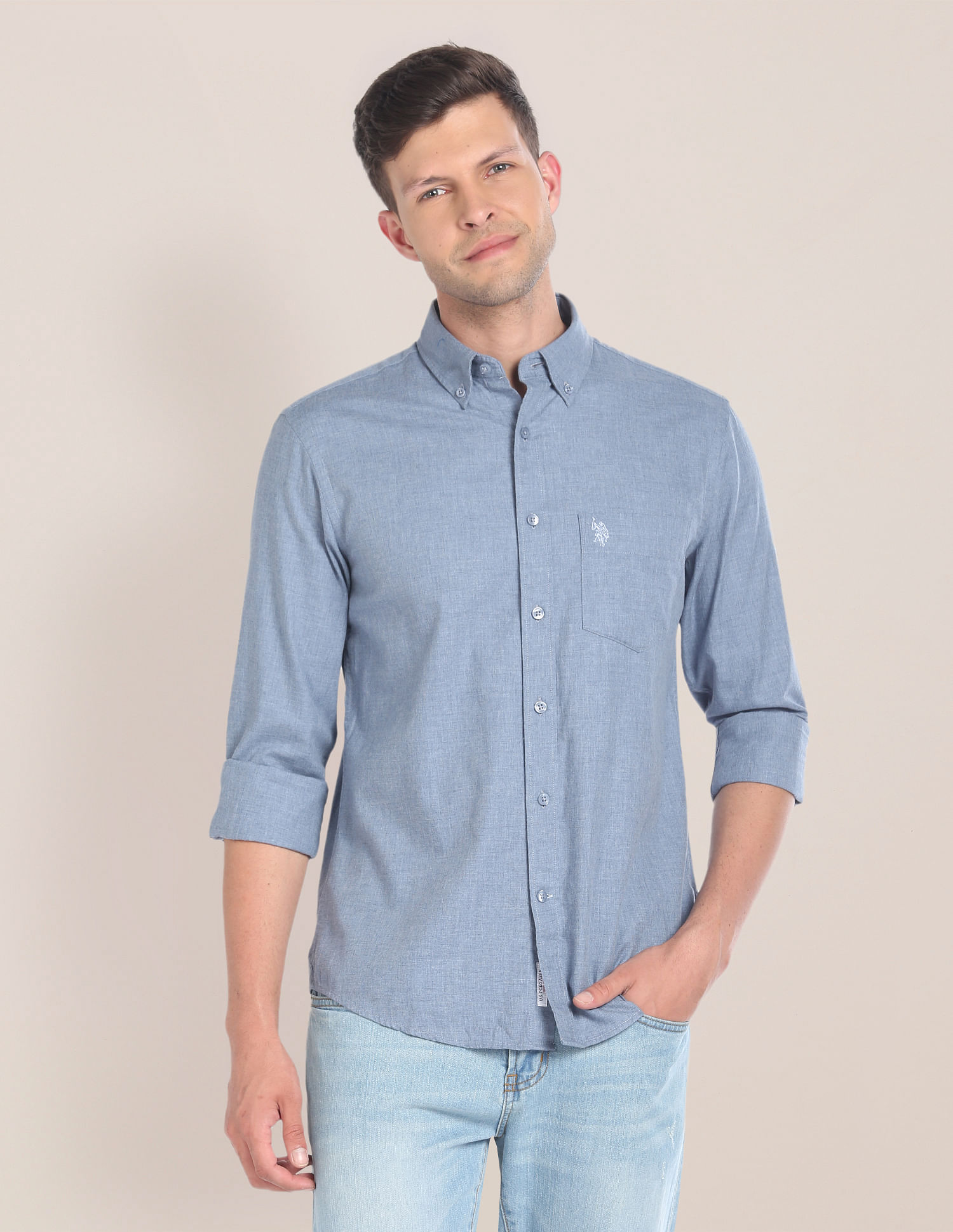 U.S. Polo Assn. Cutaway Collar Heathered Shirt