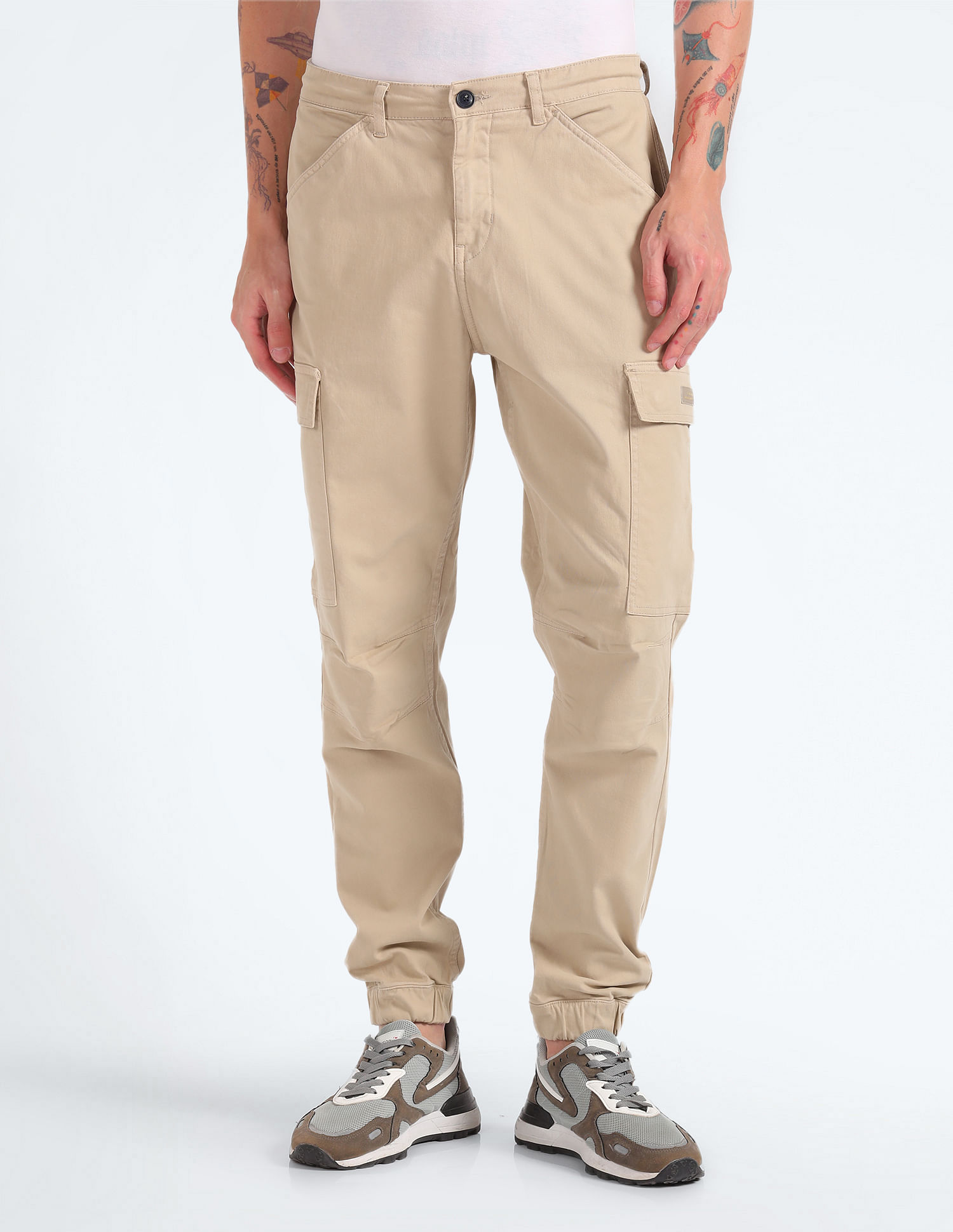 Flying Machine Mid Rise Solid Cargo Utility Trousers