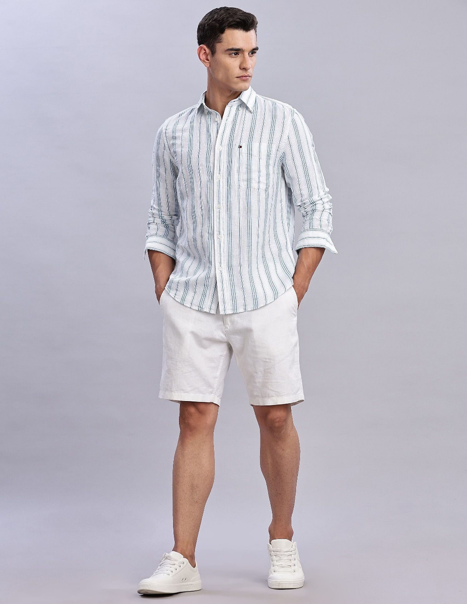 Tommy Hilfiger Striped Regular Fit Plain Woven Shirt