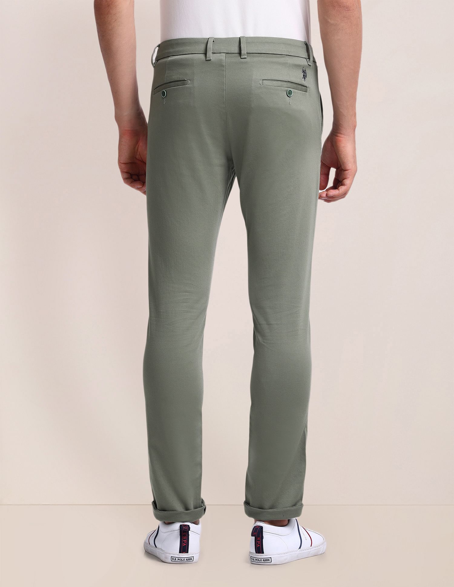 U.S. Polo Assn. Slim Straight Fit Solid Trousers