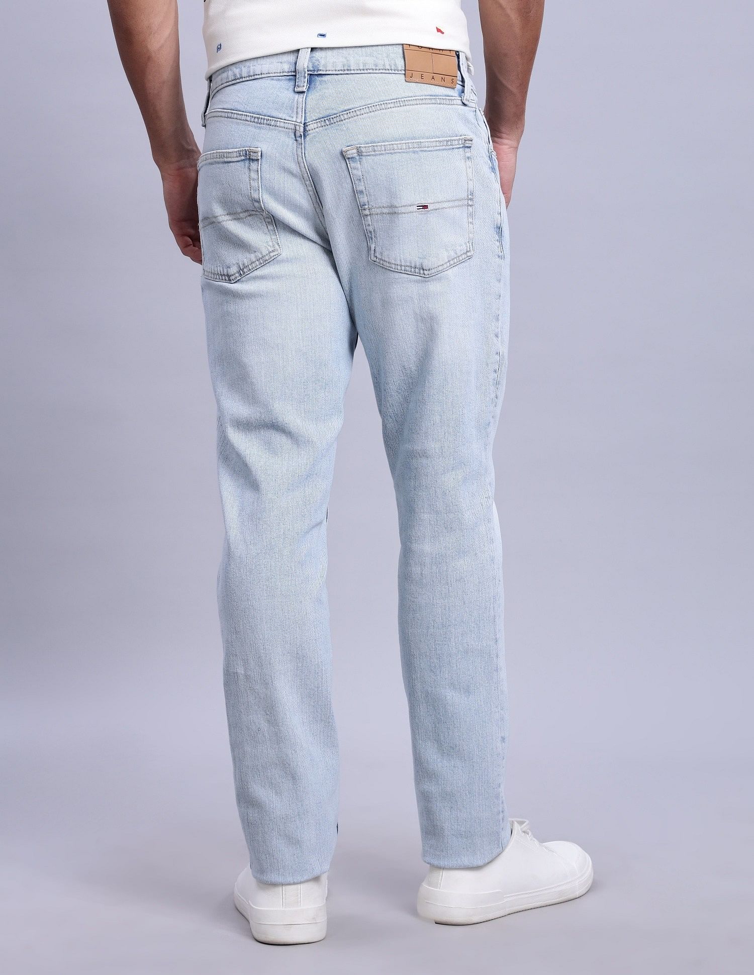 Tommy Hilfiger Light-Wash Slim-Fit Mid Rise Jeans