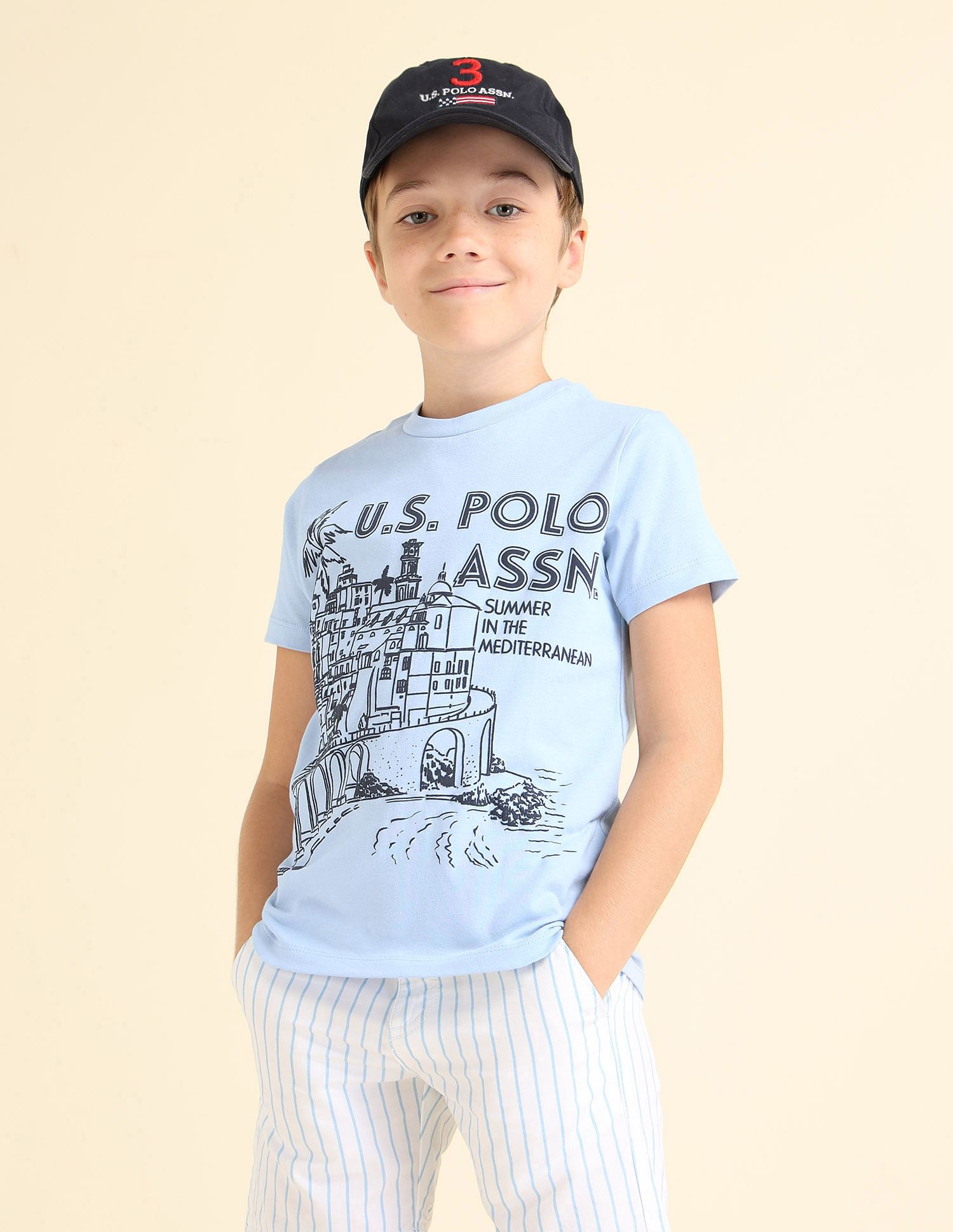 U.S. Polo Assn. Kids Boys Brand Printed Regular Fit T-Shirt