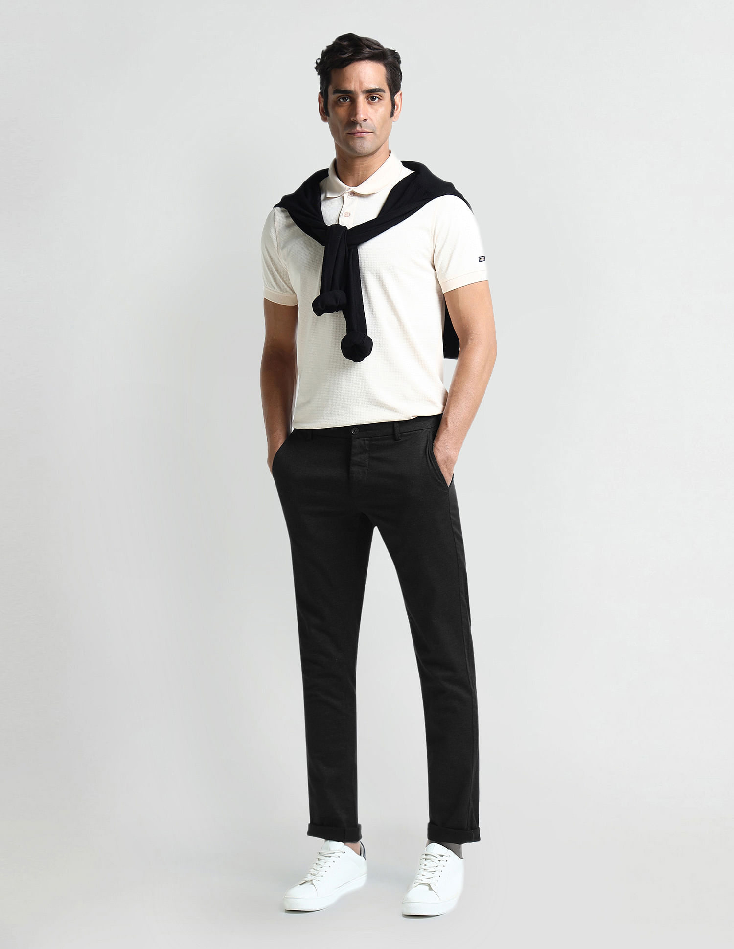 Arrow Sport Mid Rise Slim Fit Trousers