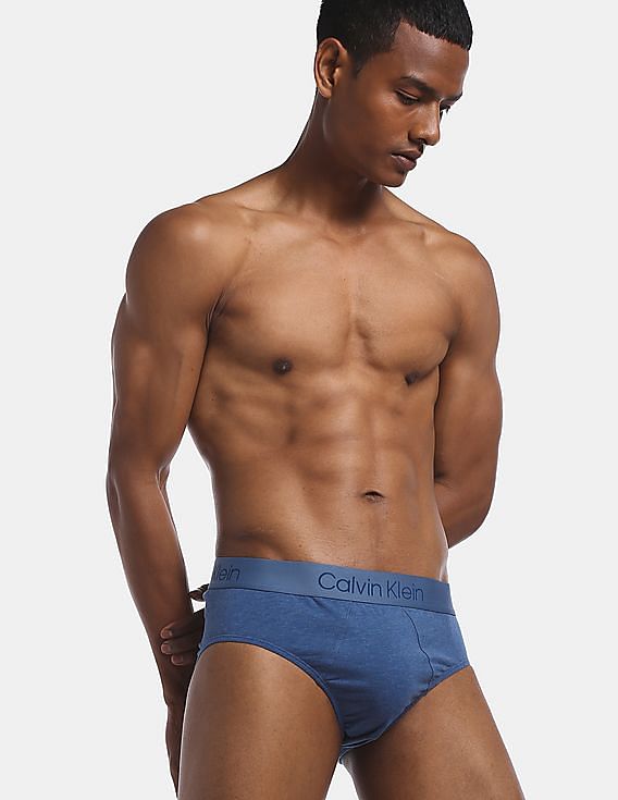 Buy Calvin Klein Underwear Men Blue Cotton Heathered Hipster Briefs NNNOW