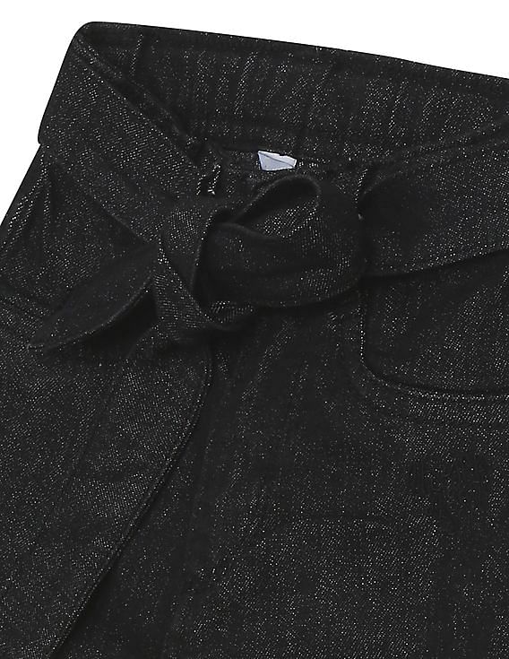 U.S. Polo Assn. Kids Girls Black Mid Rise Solid Bootcut Jeans