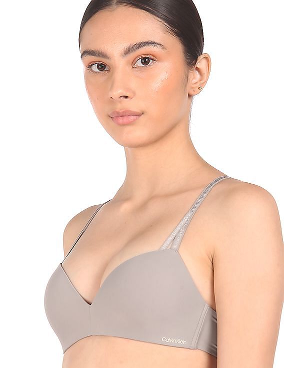 Buy Calvin Klein Underwear Women Grey Adjustable Strap Lace Padded Bra 