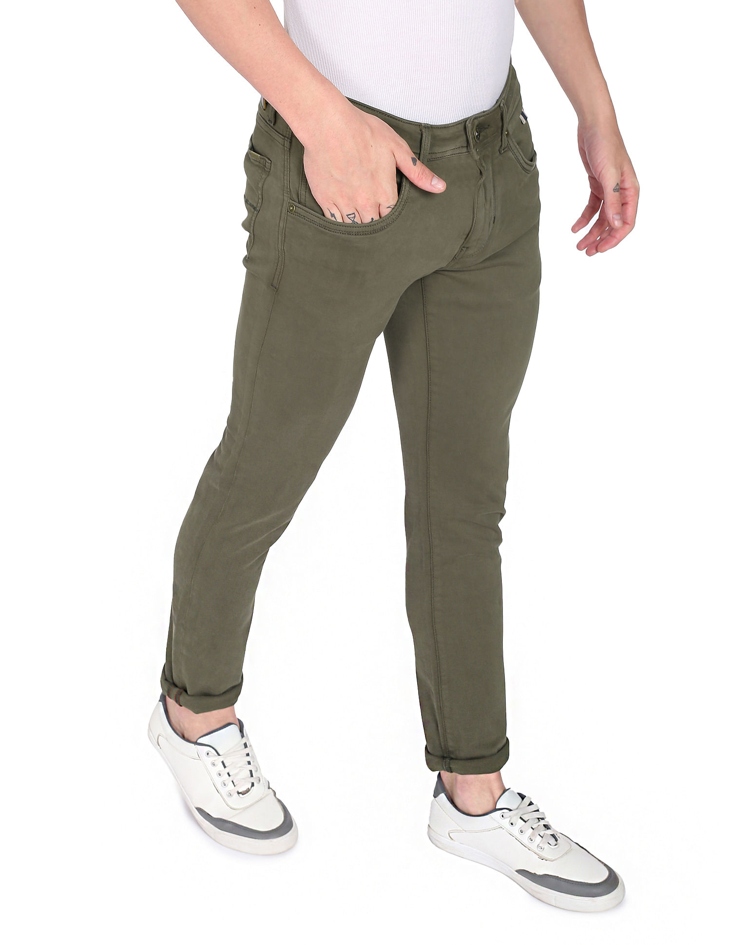 Buy Regular Fit Premium Olive Twill Jeans Online  Merchant Marine