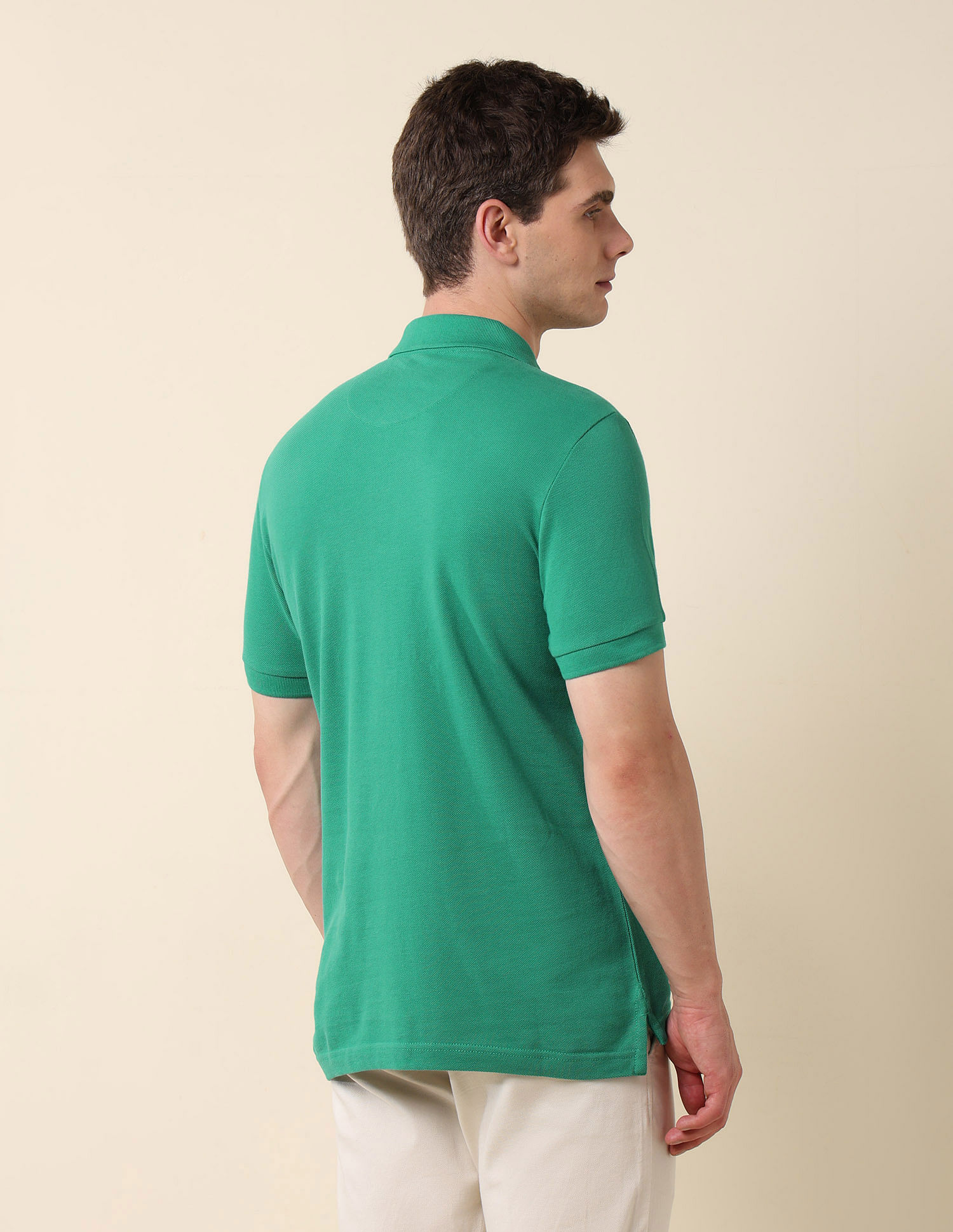 U.S. Polo Assn. Men Teal Short Sleeve Solid Pique Polo Shirt