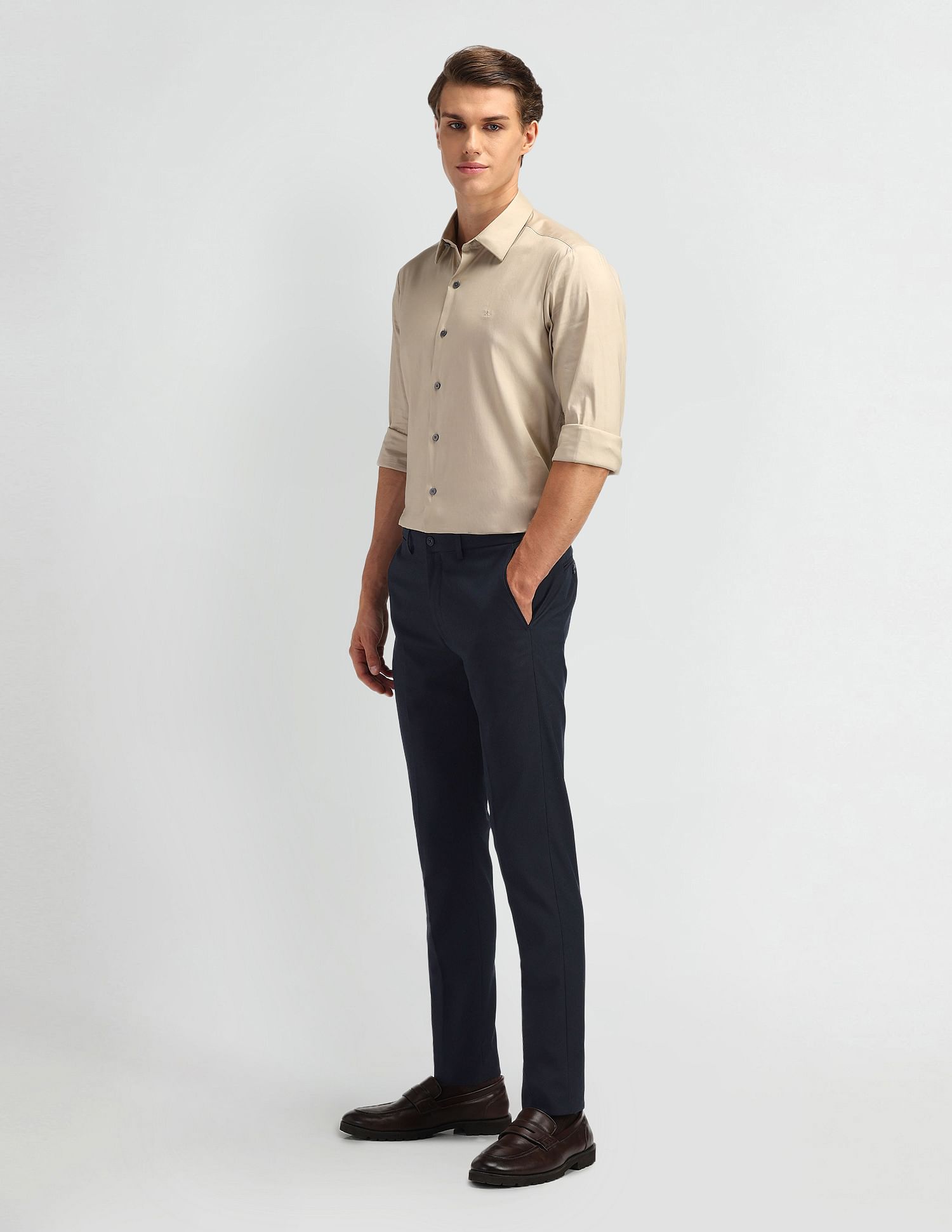Arrow Newyork Slim Fit Solid Trousers
