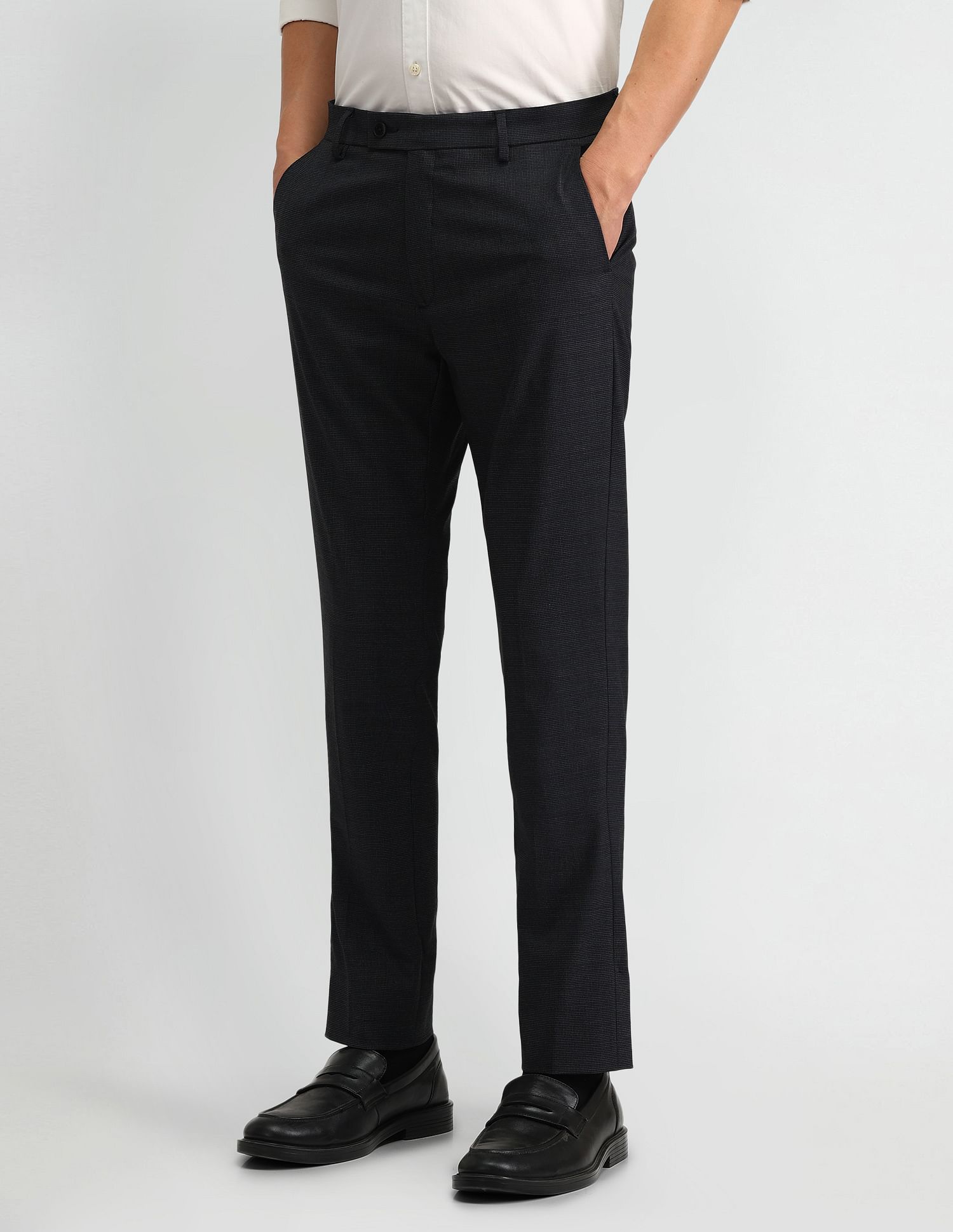 Arrow Solid Dobby Slim Fit Trousers