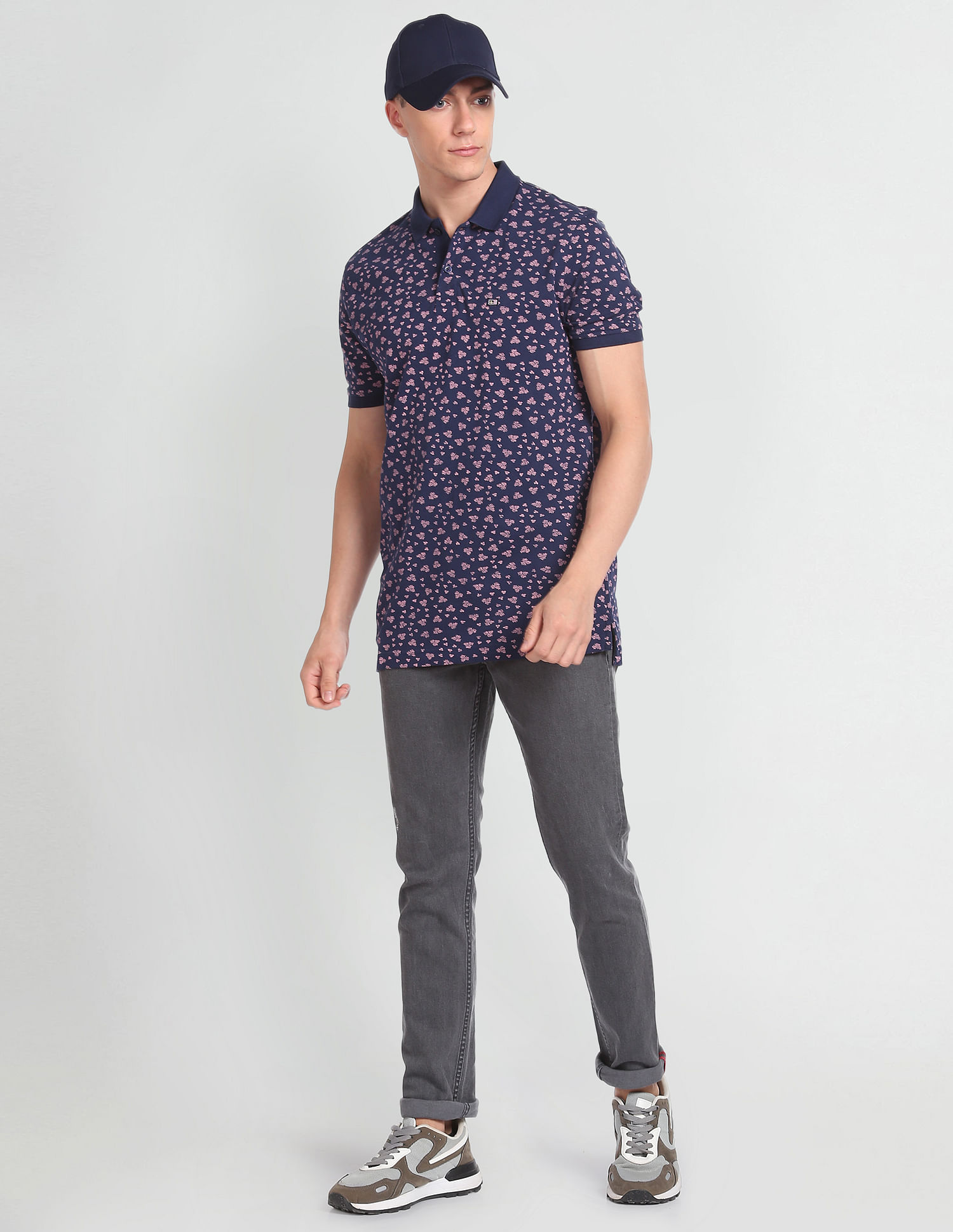 Arrow Sports Floral Cotton Polo Shirt