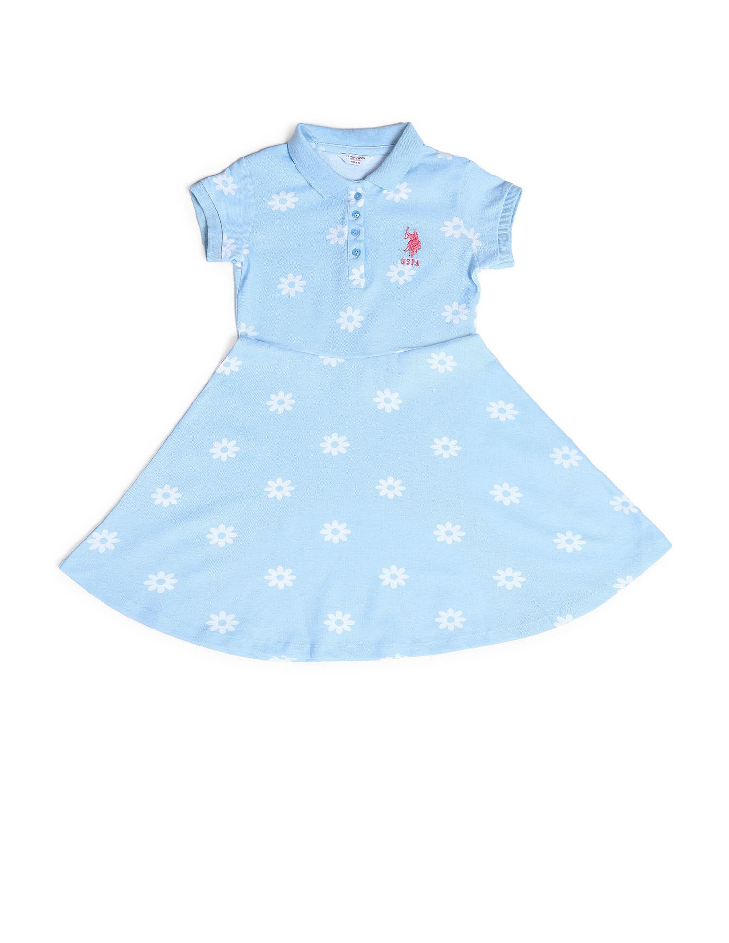 U.S. Polo Assn. Kids Girls Floral A-line Dress