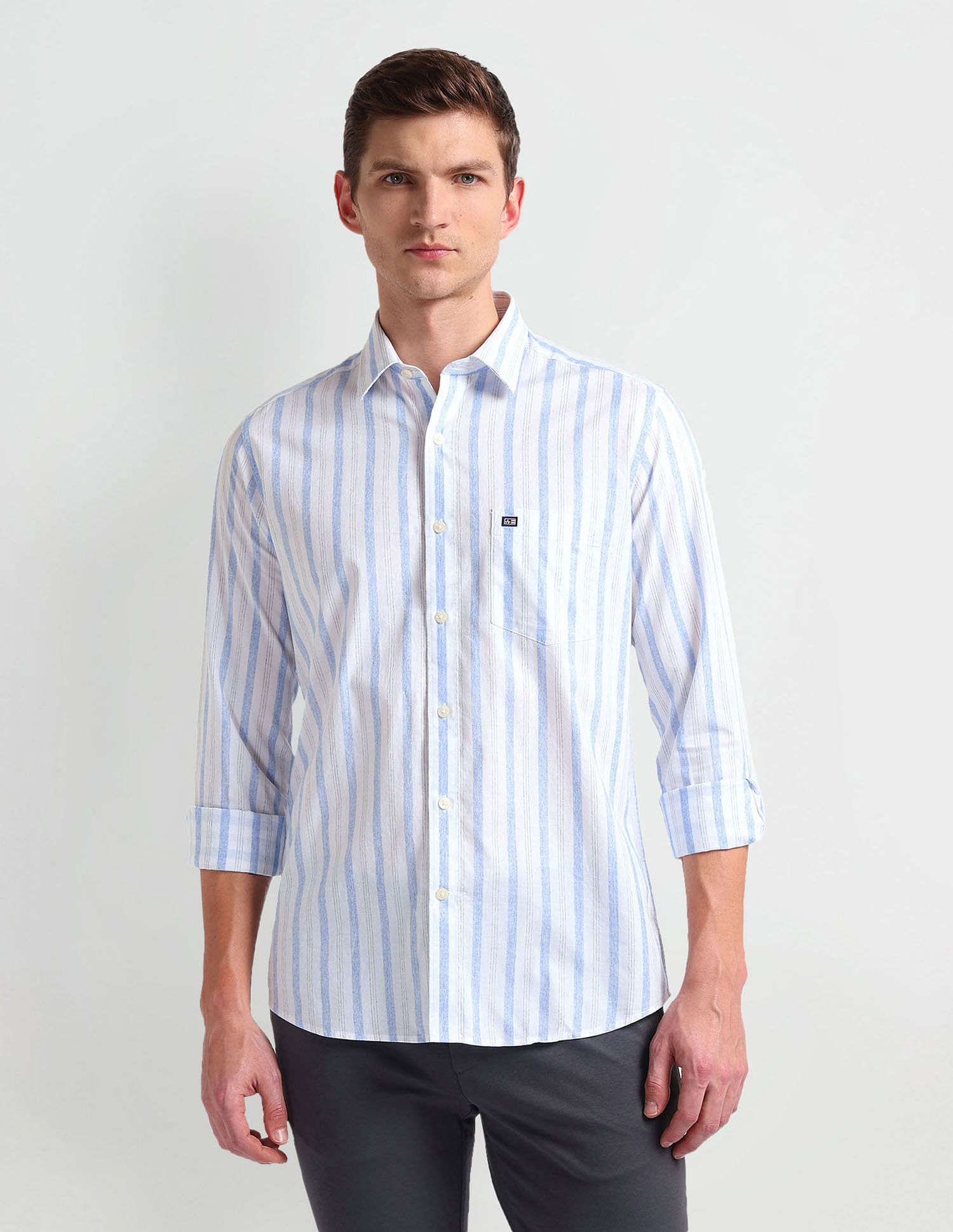 Arrow Sports Vertical Stripe Slim Fit Shirt