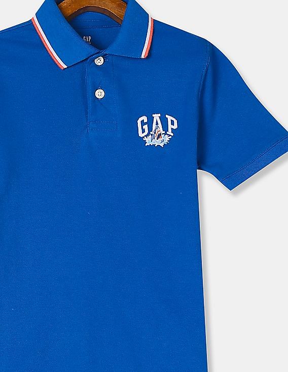 Buy GAP Boys Blue Logo Pique Polo Shirt - NNNOW.com