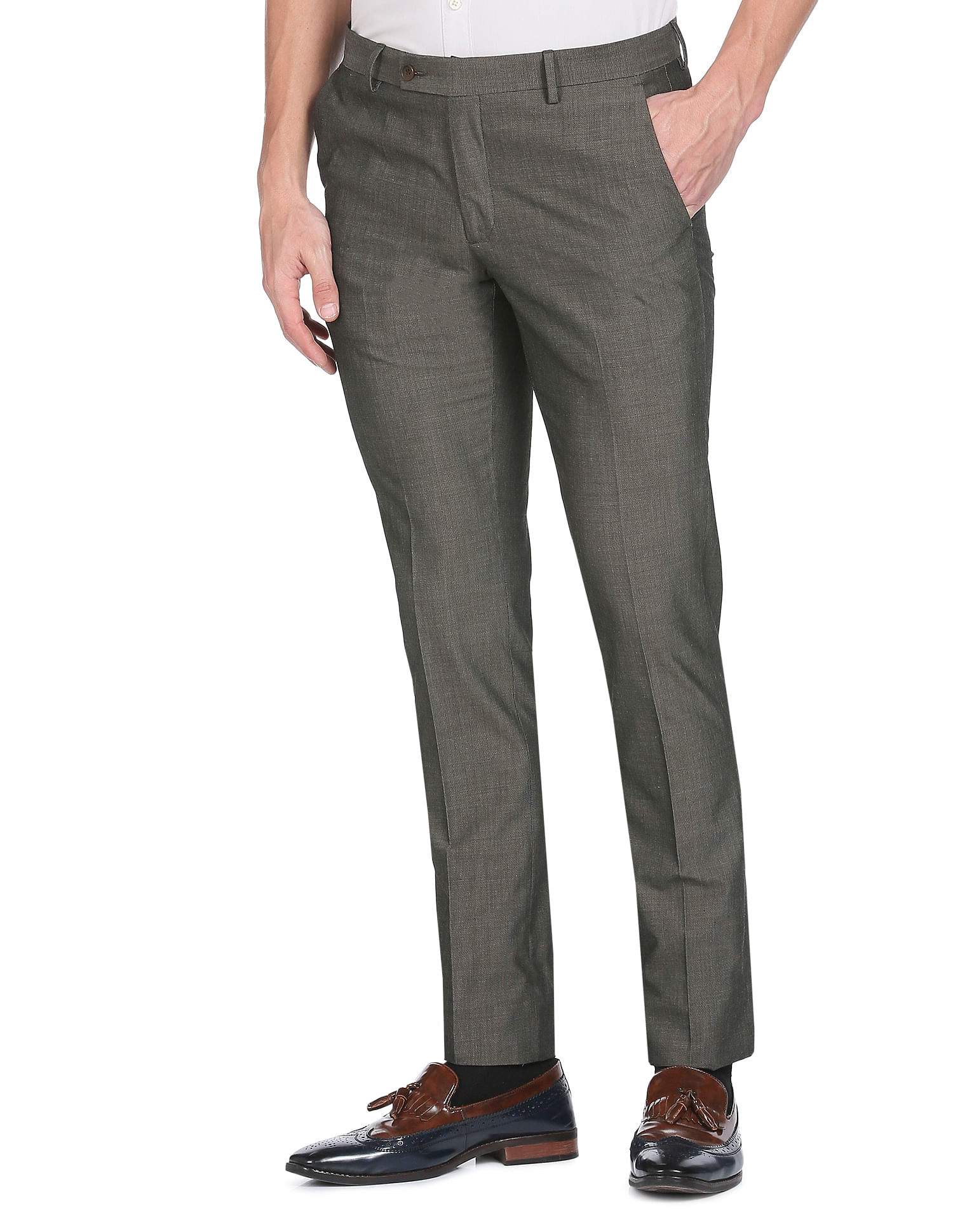 Mens Flat Front Pants (BK) - The Uniform Store