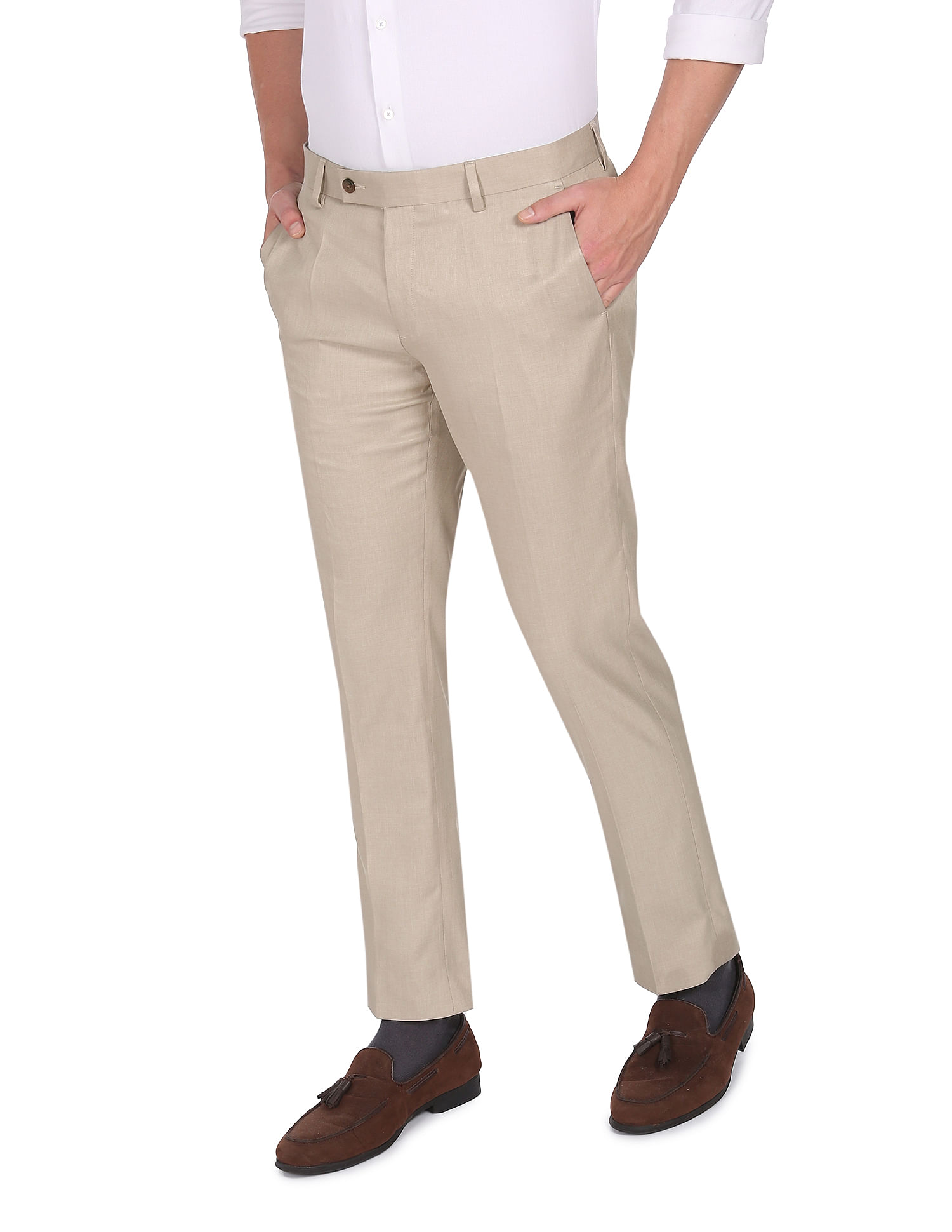 Buy Serge Blanco Beige Casual Trousers Online  363749  The Collective