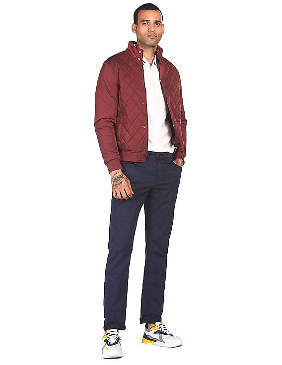 Burgundy quilted clearance jacket mens