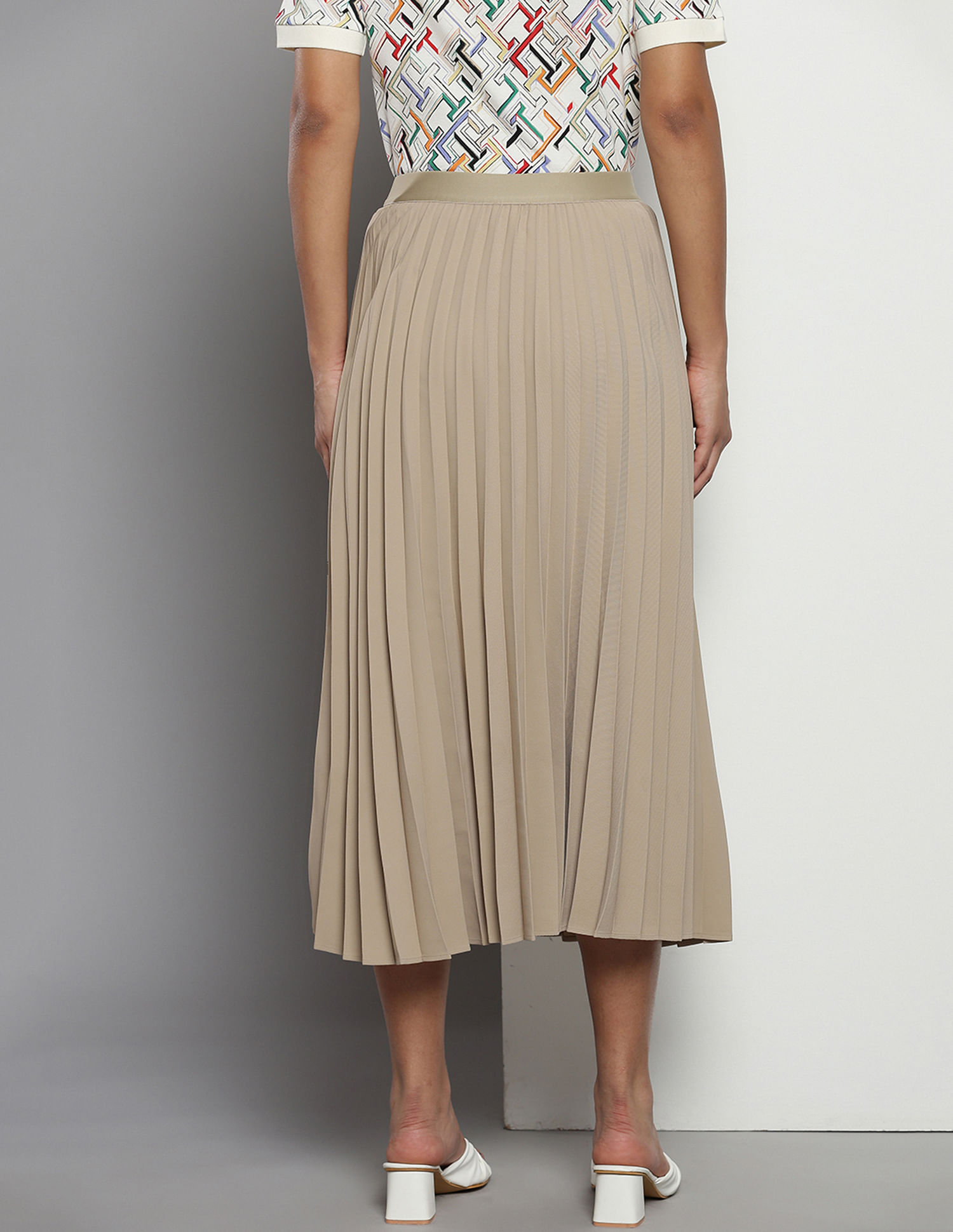 Tommy Hilfiger Fluid Twill Pleated Midi Skirt