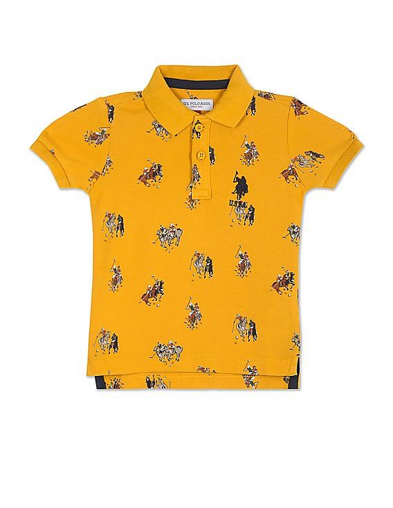 U.S. Polo Assn. Kids Pure Cotton All Over Print Polo Shirt