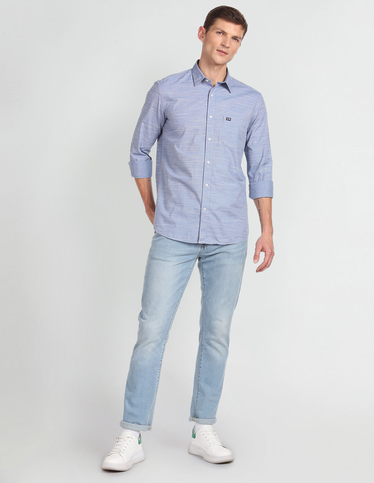 Arrow Sports Horizontal Stripe Slim Fit Shirt