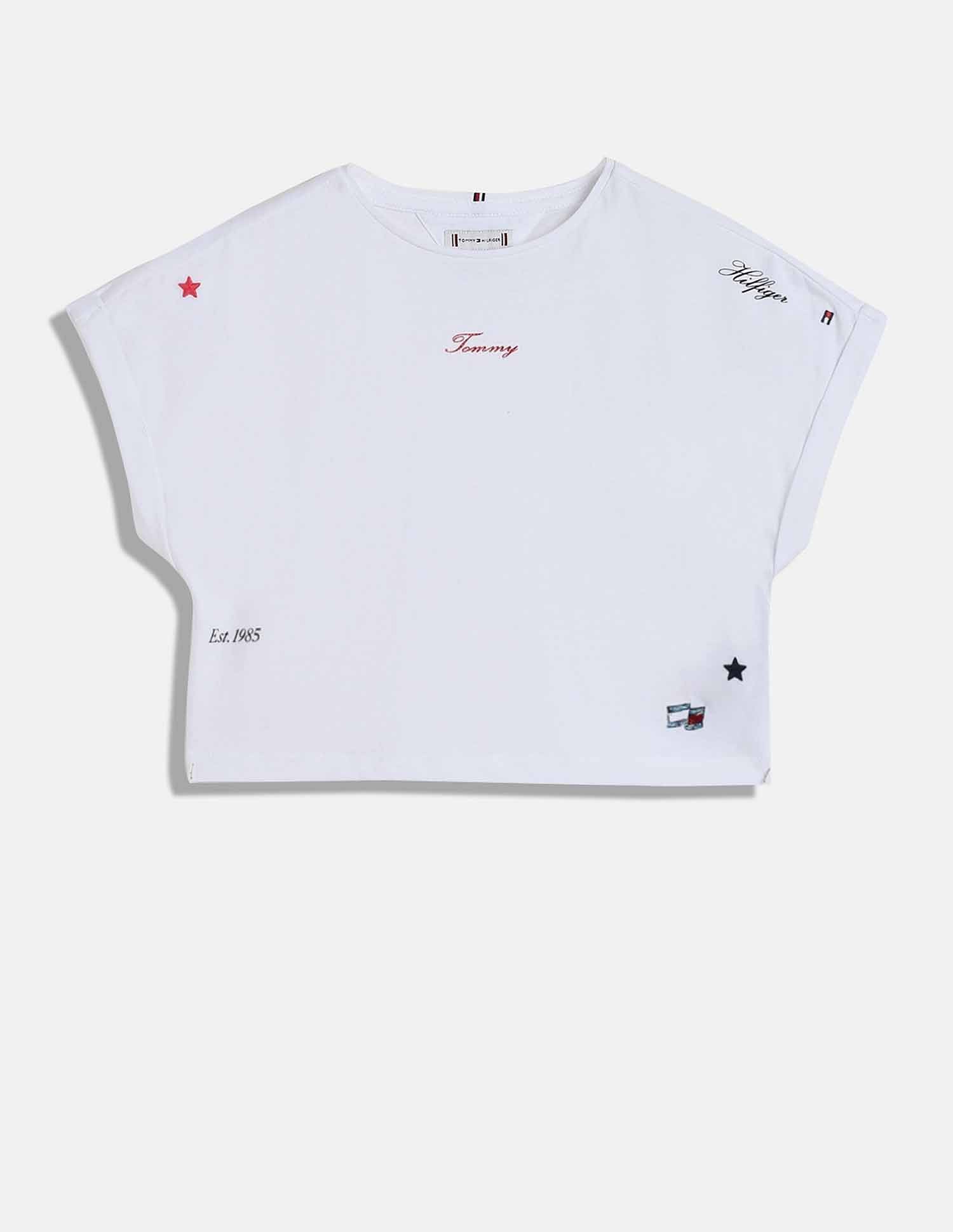 Tommy Hilfiger Kids Girls Logo Relaxed-Fit Cotton T-Shirt