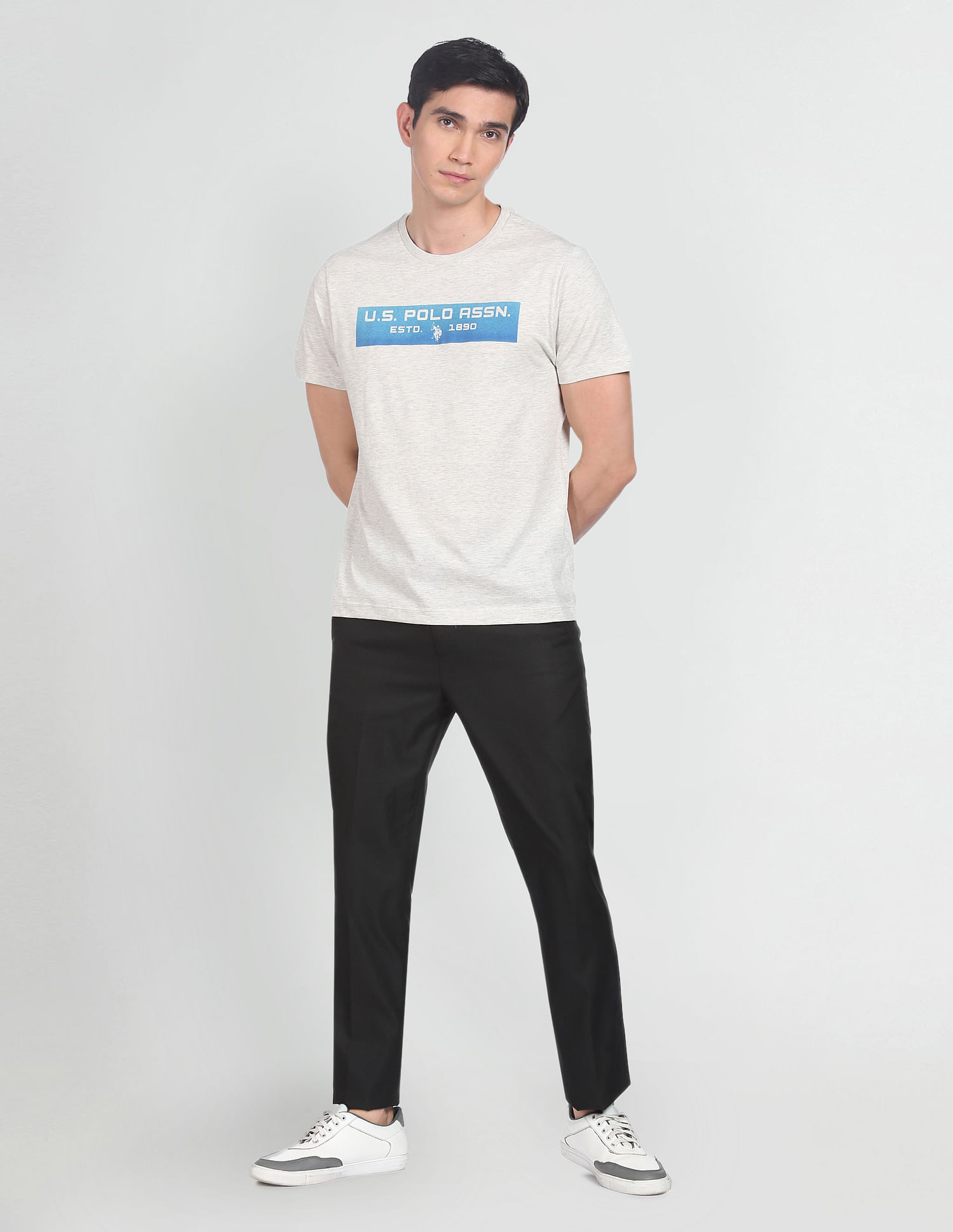 U.S. Polo Assn. Denim Co. Crew Neck Brand Print Heathered T-Shirt