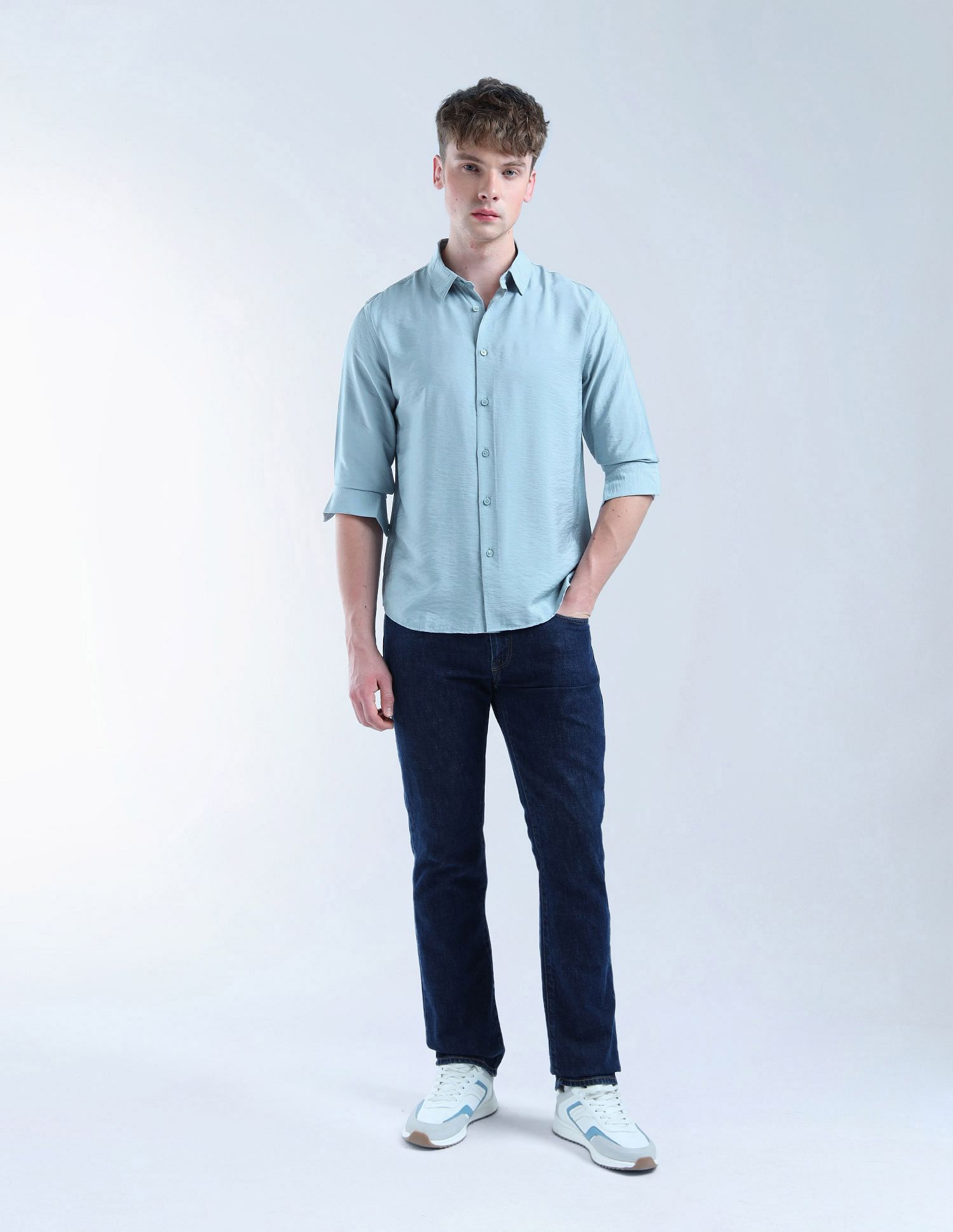 Flying Machine Solid Regular Fit Digitopia Shirt