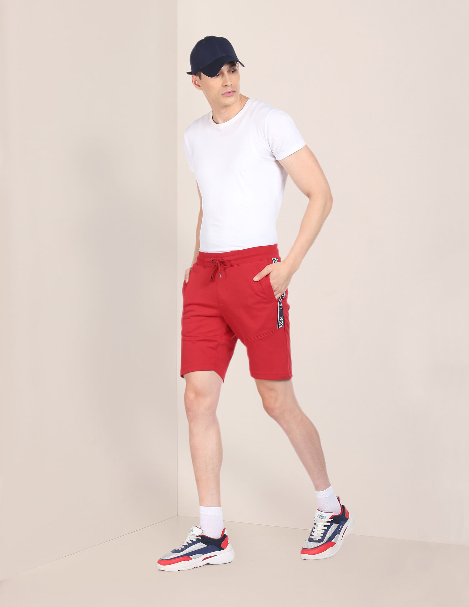 Red 2025 knit shorts