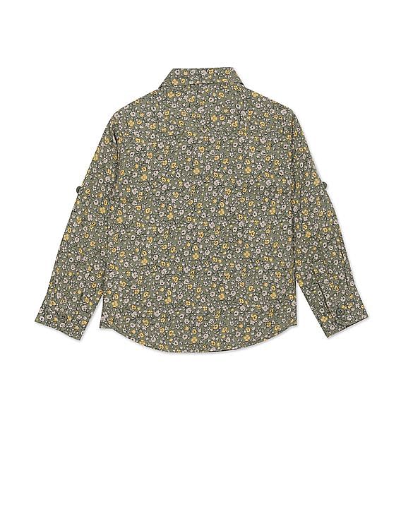 U.S. Polo Assn. Kids Boys Spread Collar Floral Print Shirt