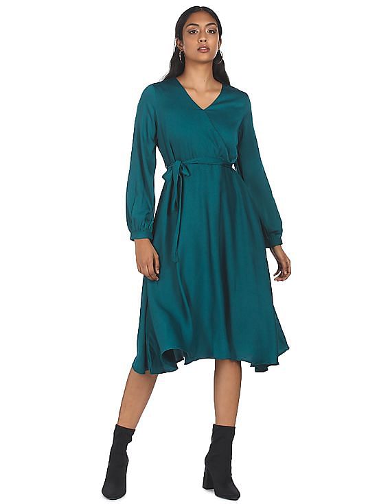 teal long sleeve dress