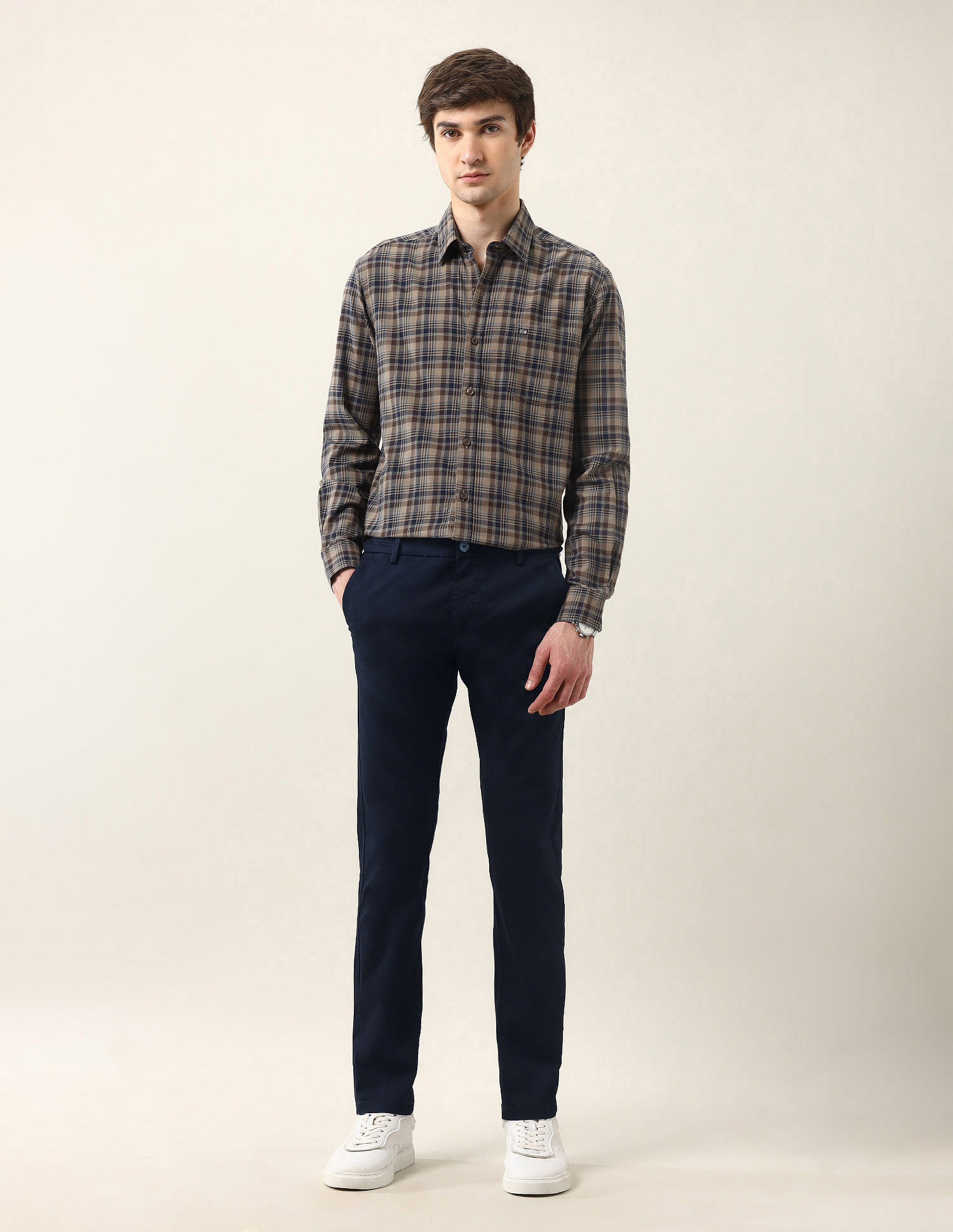 Arrow Sport Slim Fit Dobby Weave Air Soft Trousers