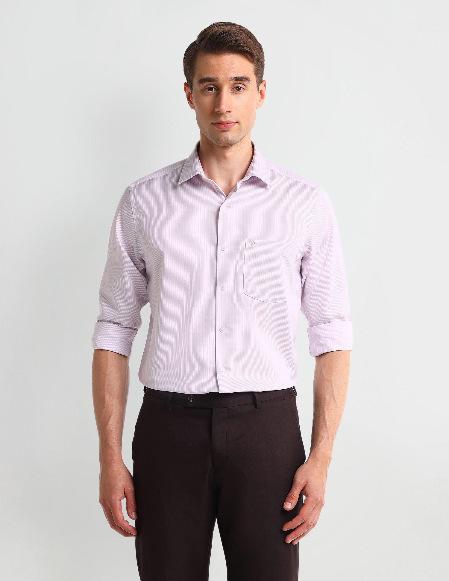 Arrow Cutaway Collar Vertical Stripes Shirt