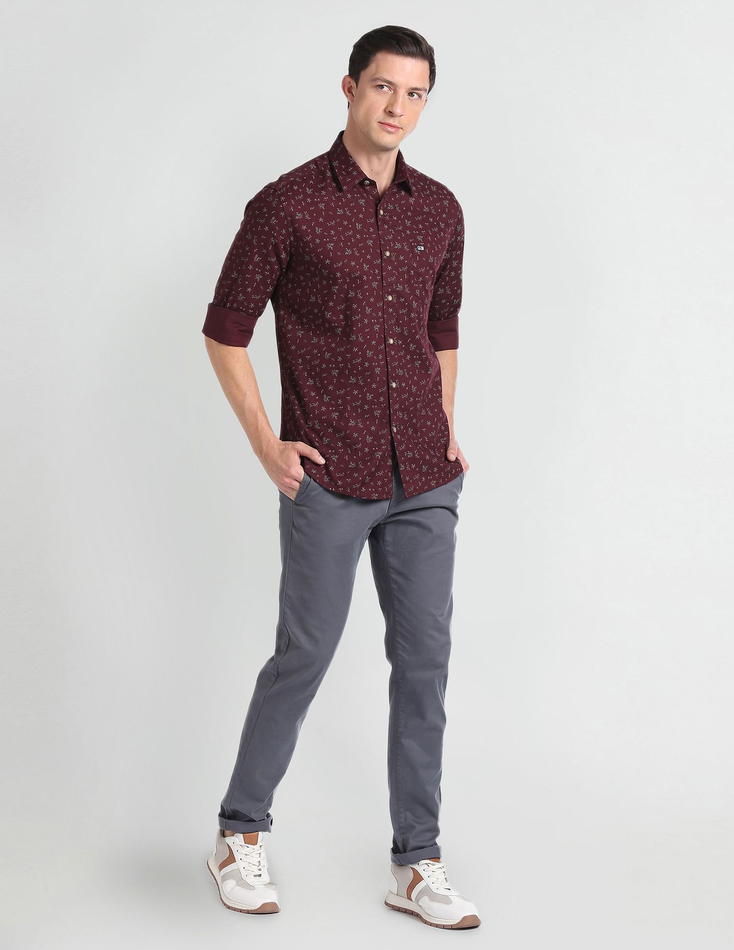 Arrow Sports Floral Print Cotton Shirt