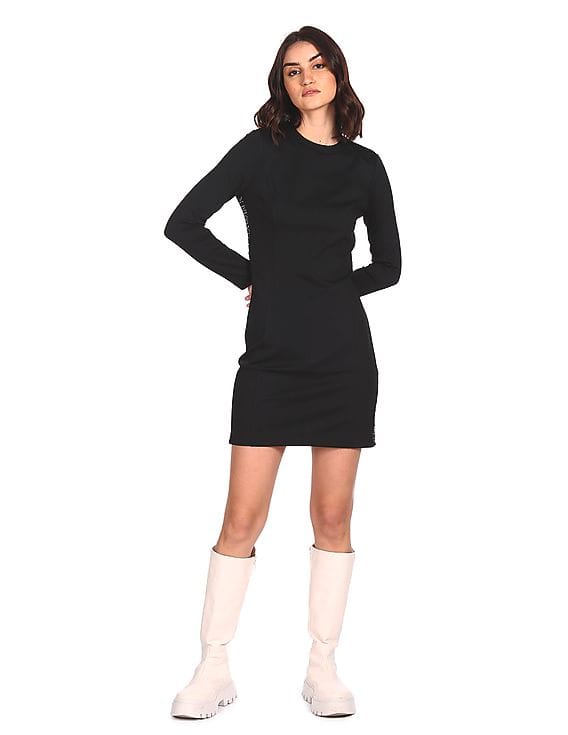 Buy Calvin Klein Women Black Long Sleeve Solid Bodycon Dress - NNNOW.com