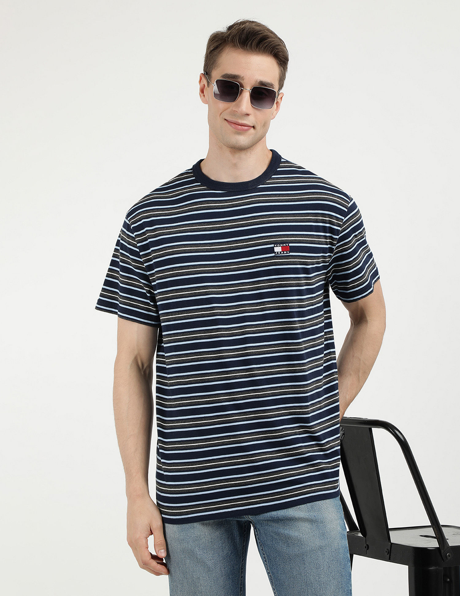 Tommy Hilfiger Badge Horizontal Stripe Cotton T-Shirt