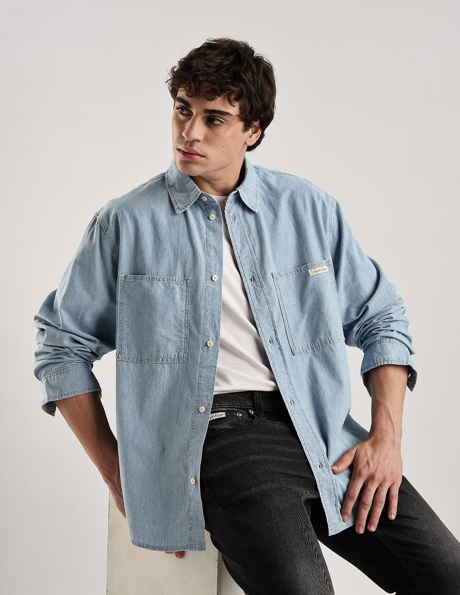 Calvin Klein Jeans Solid Relaxed Fit Denim Shirt