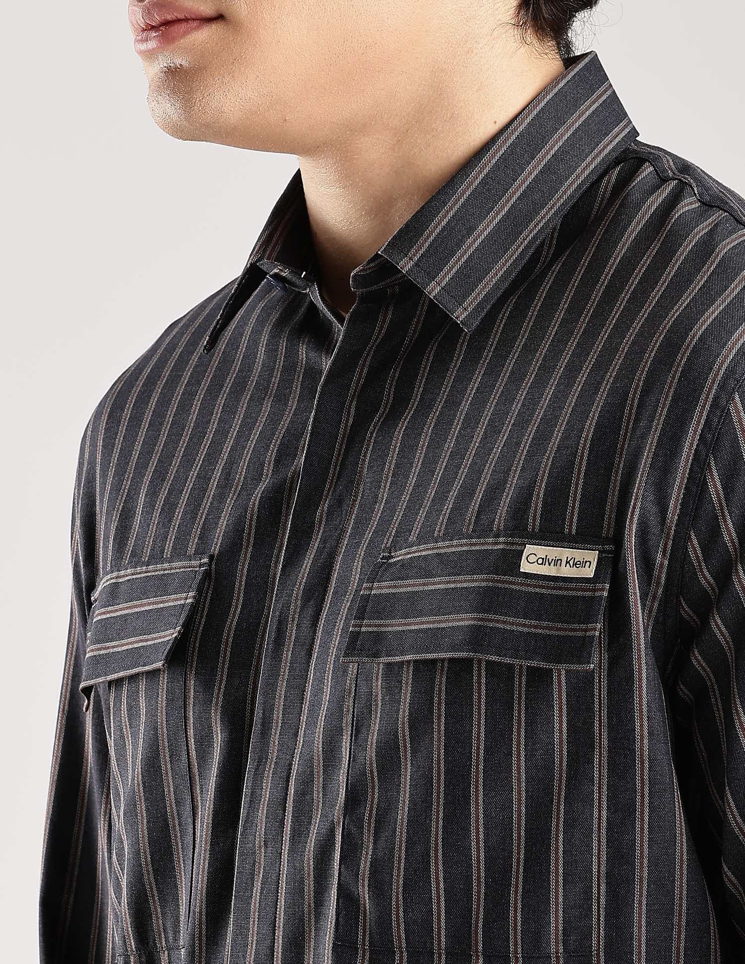 Calvin Klein Jeans Striped Regular-Fit Cotton Shirt
