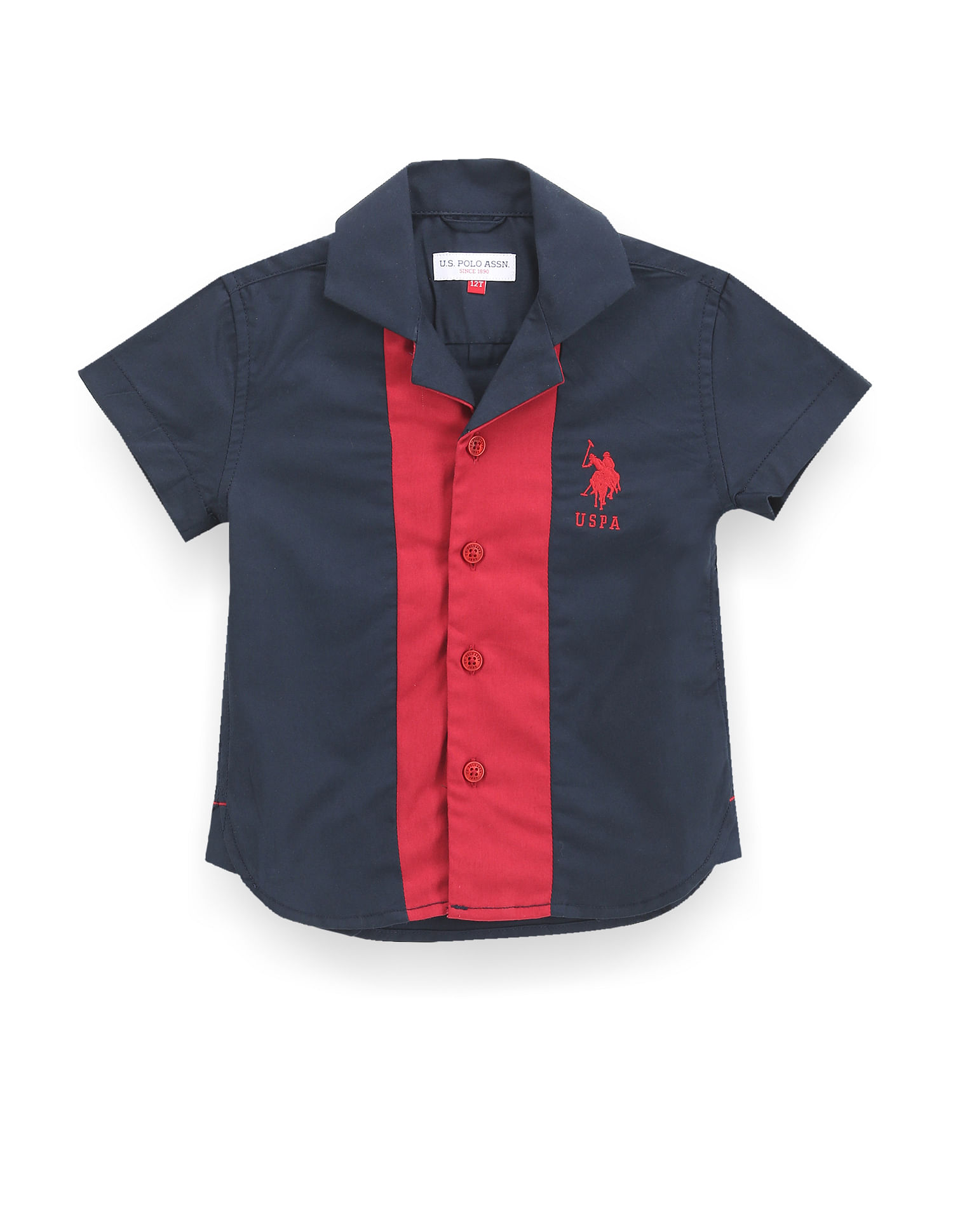 U.S. Polo Assn. Kids Boys Notch Collar Colour Block Shirt