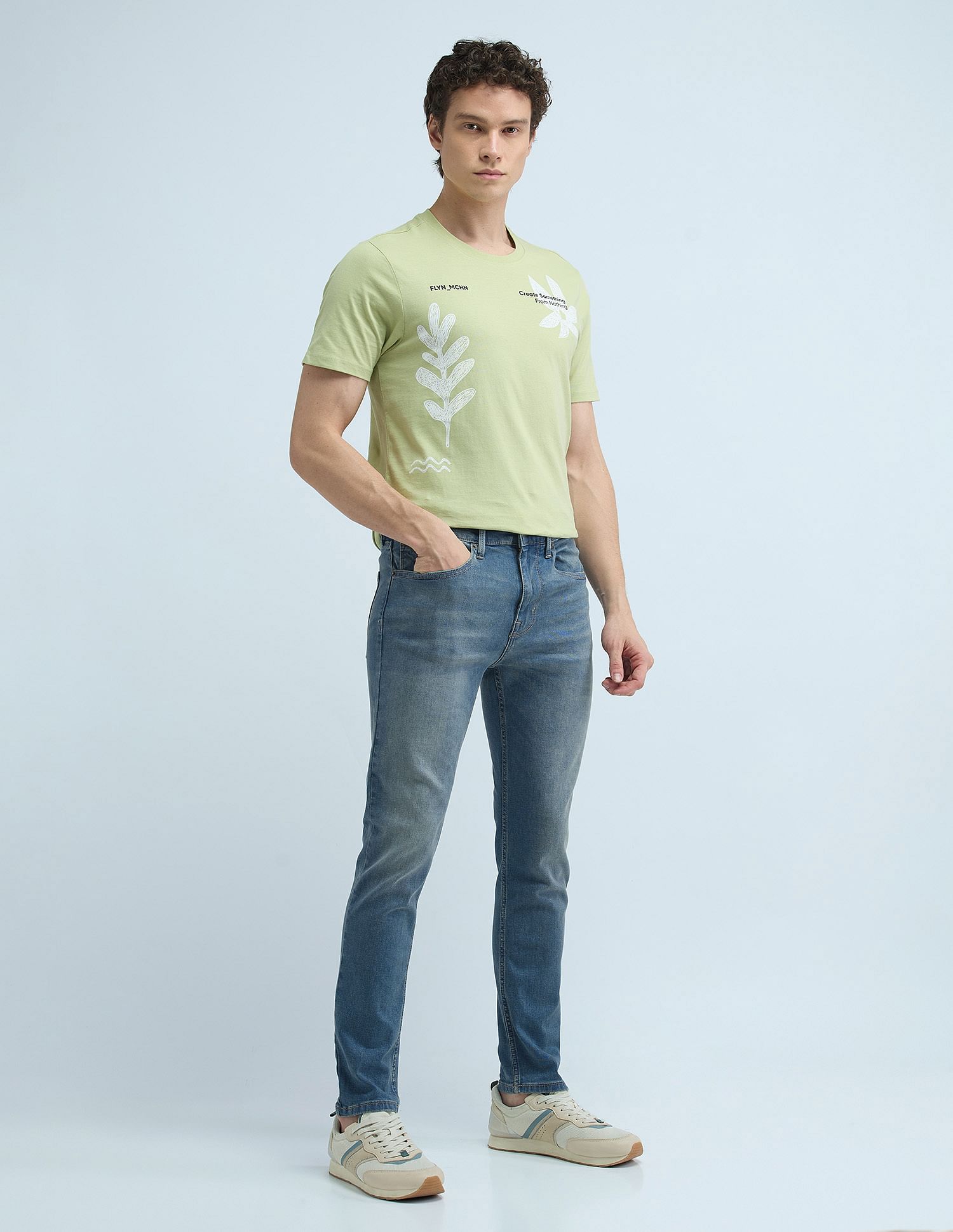 Flying Machine Slash Slim Tapered Washed Jeans