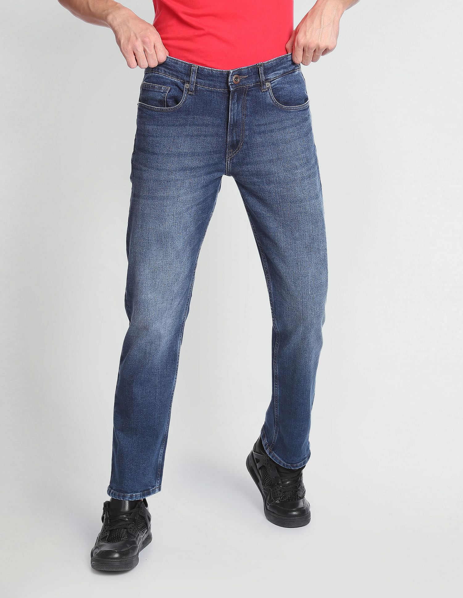 Flying Machine Stone Wash F-Jango Straight Fit Jeans
