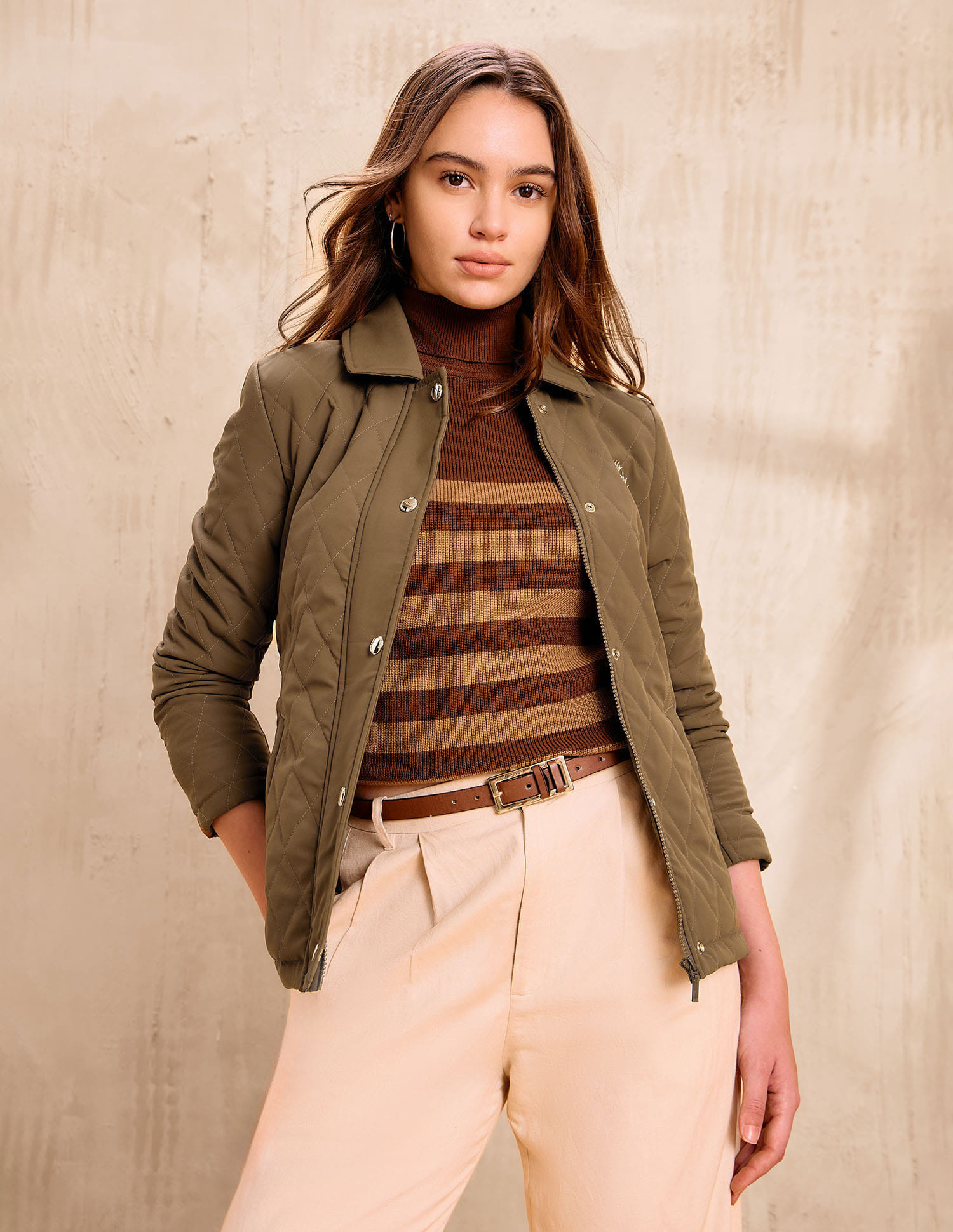 Buy U.S. Polo Assn. Women Solid Regular Fit Double Breasted Jacket 
