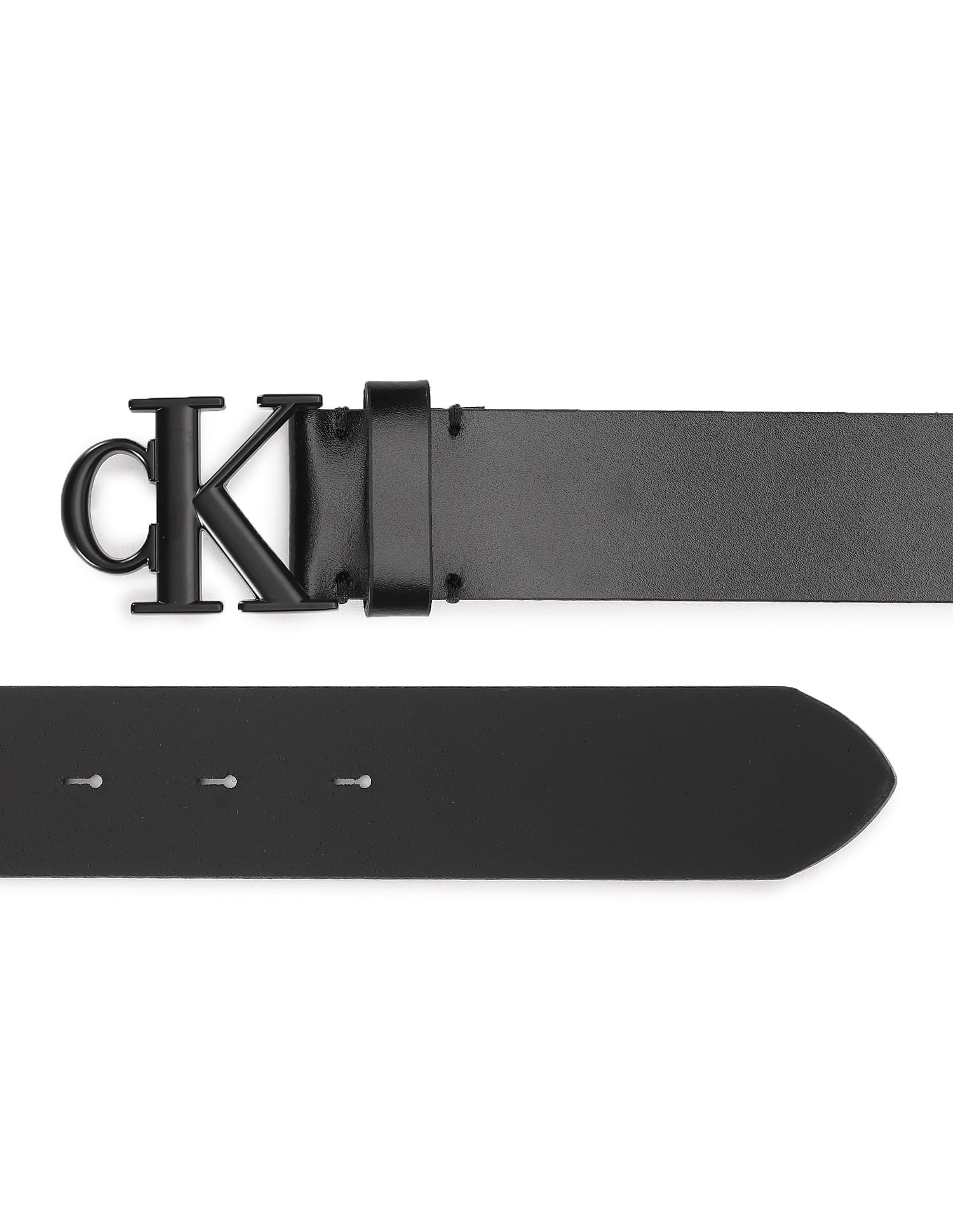 Calvin Klein Monogram Logo Plaque Reversible Belt in White